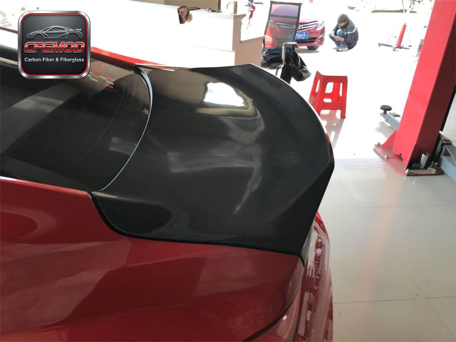 For Chevrolet Camaro 2017-2019 Carbon Fiber Trunk Lid Decklid with Ducktail Spoiler Rear Lip — 3