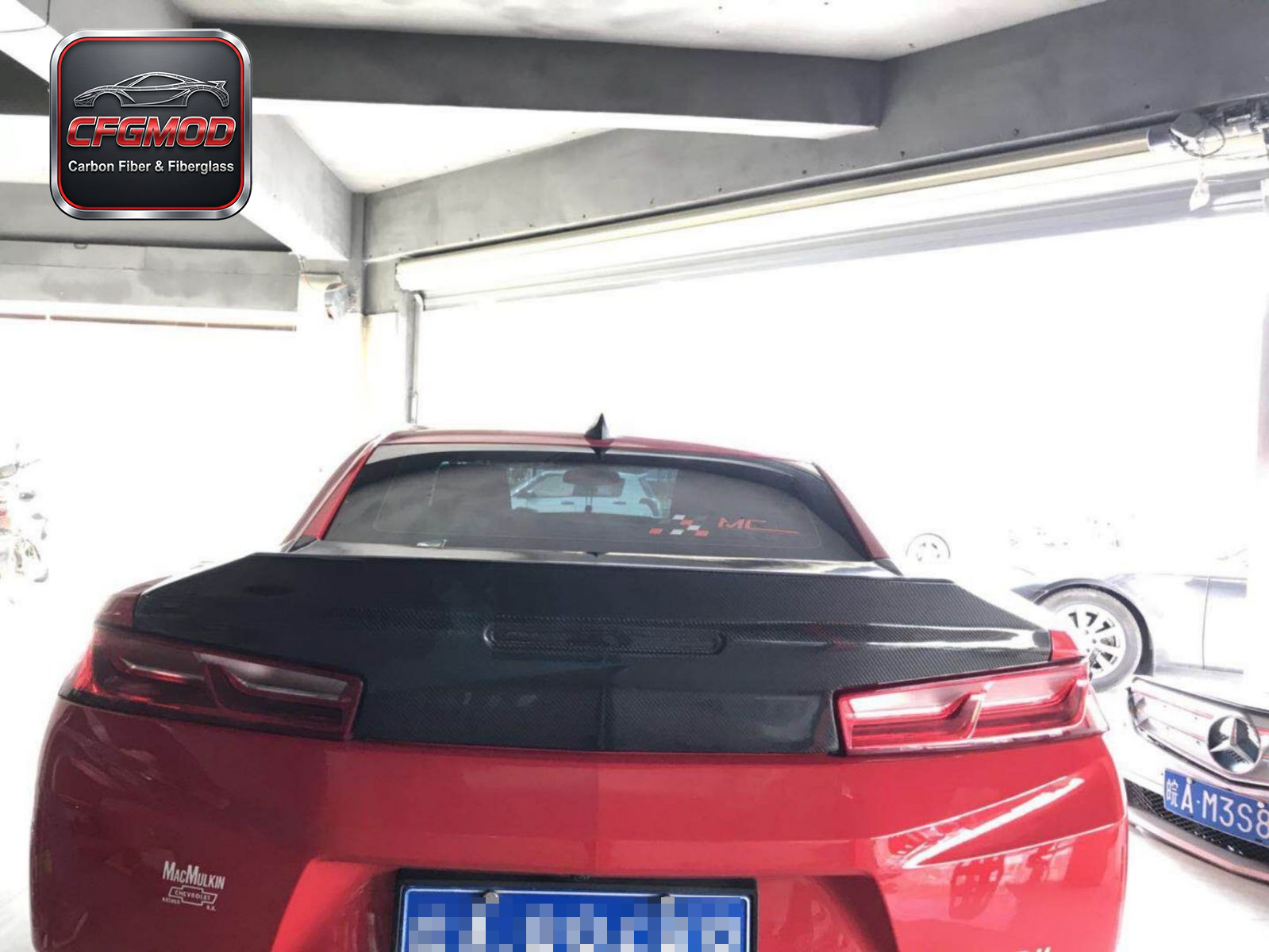 For Chevrolet Camaro 2017-2019 Carbon Fiber Trunk Lid Decklid with Ducktail Spoiler Rear Lip — 5