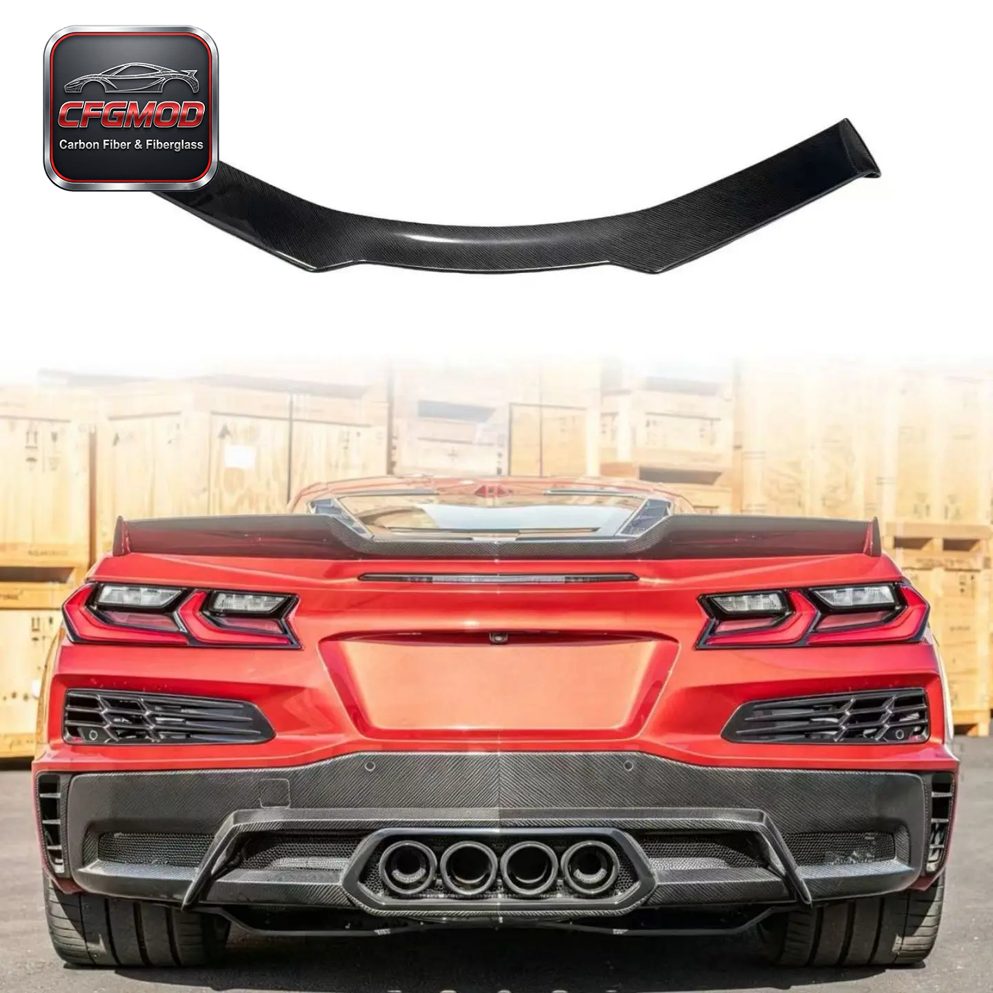 Real Carbon Fiber 3D Style Rear Trunk Spoiler Wing for Chevrolet Corvette C8 2020+ — 1