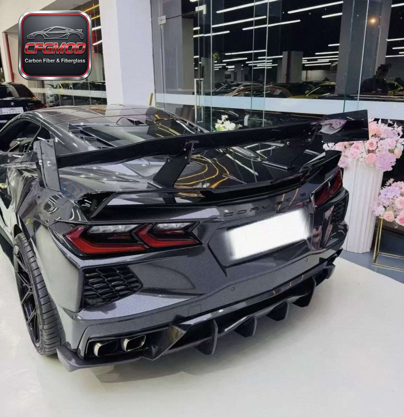 Dry Carbon Fiber Rear Bumper Diffuser Blade Fins for Chevrolet Corvette C8 Z51 2020+ — 4