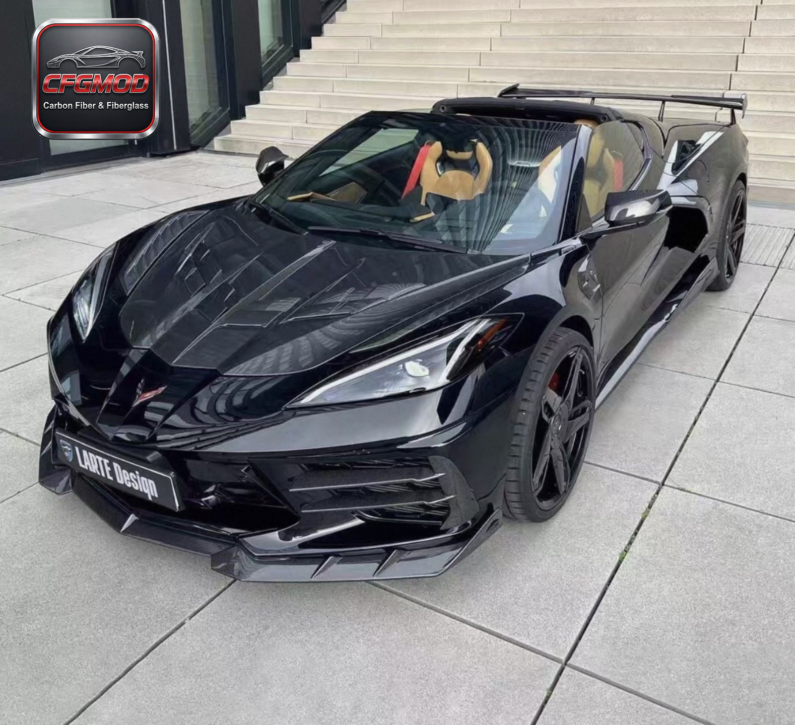 Dry Carbon Fiber LD Style 3-Piece Front Lip Splitter for Chevrolet Corvette C8 2020+ — 3
