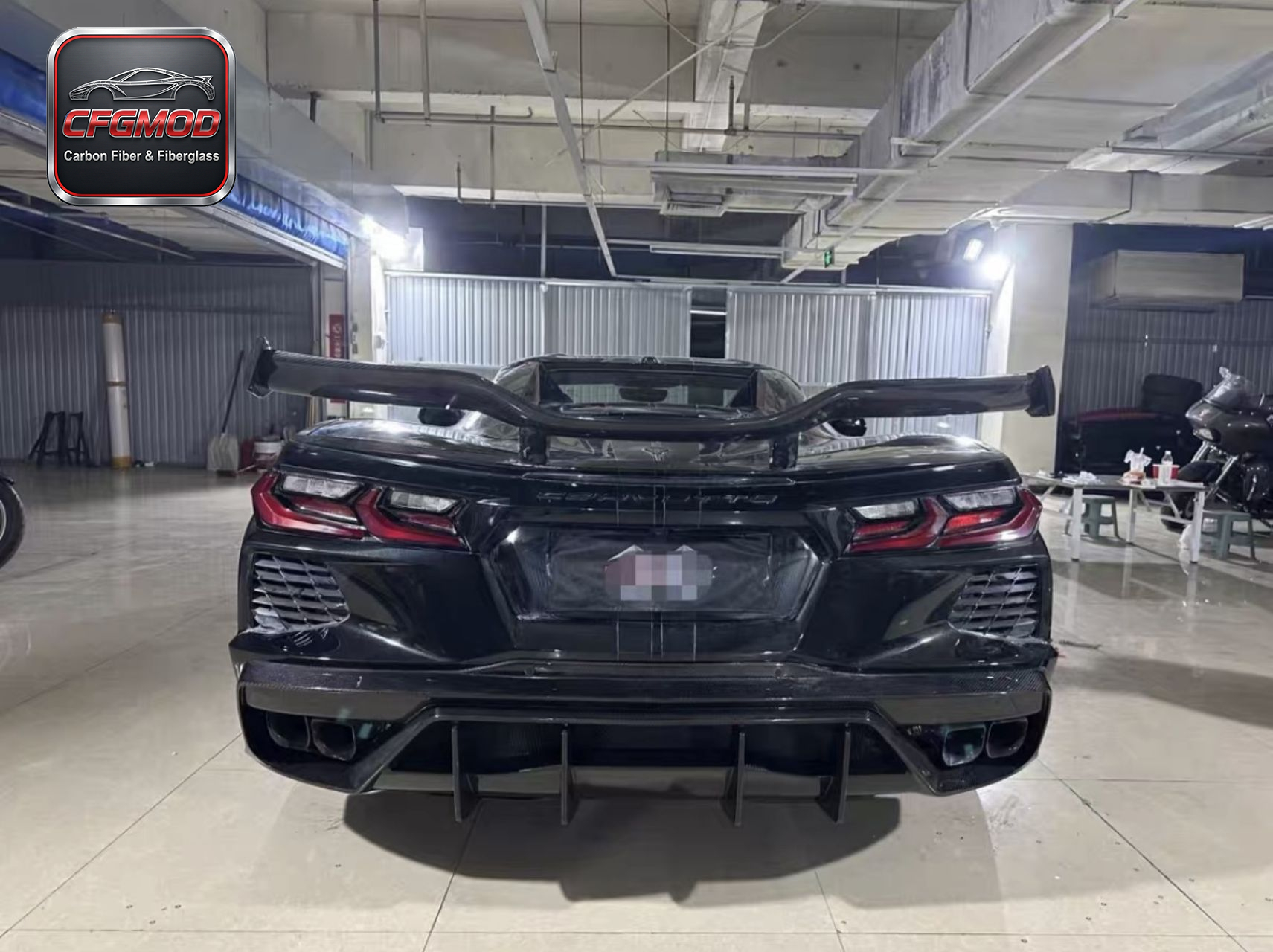 AR-Style Real Carbon Rear Bumper Diffuser for Chevy Corvette C8 2020-2024+ — 3