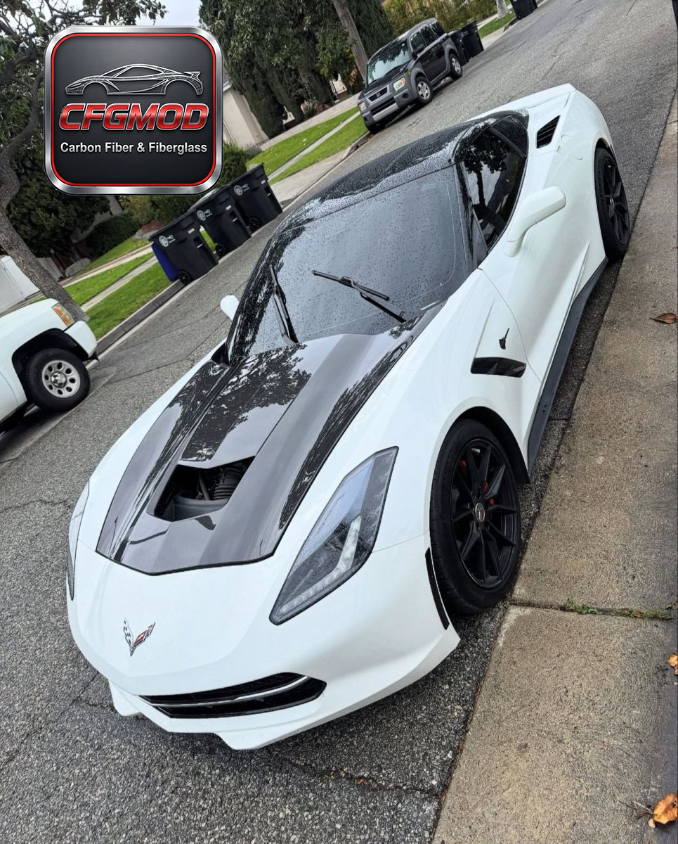For Chevrolet Corvette C7 Z06 2014-2019 OEM Style Carbon Fiber Hood Bonnet Replacement — 3
