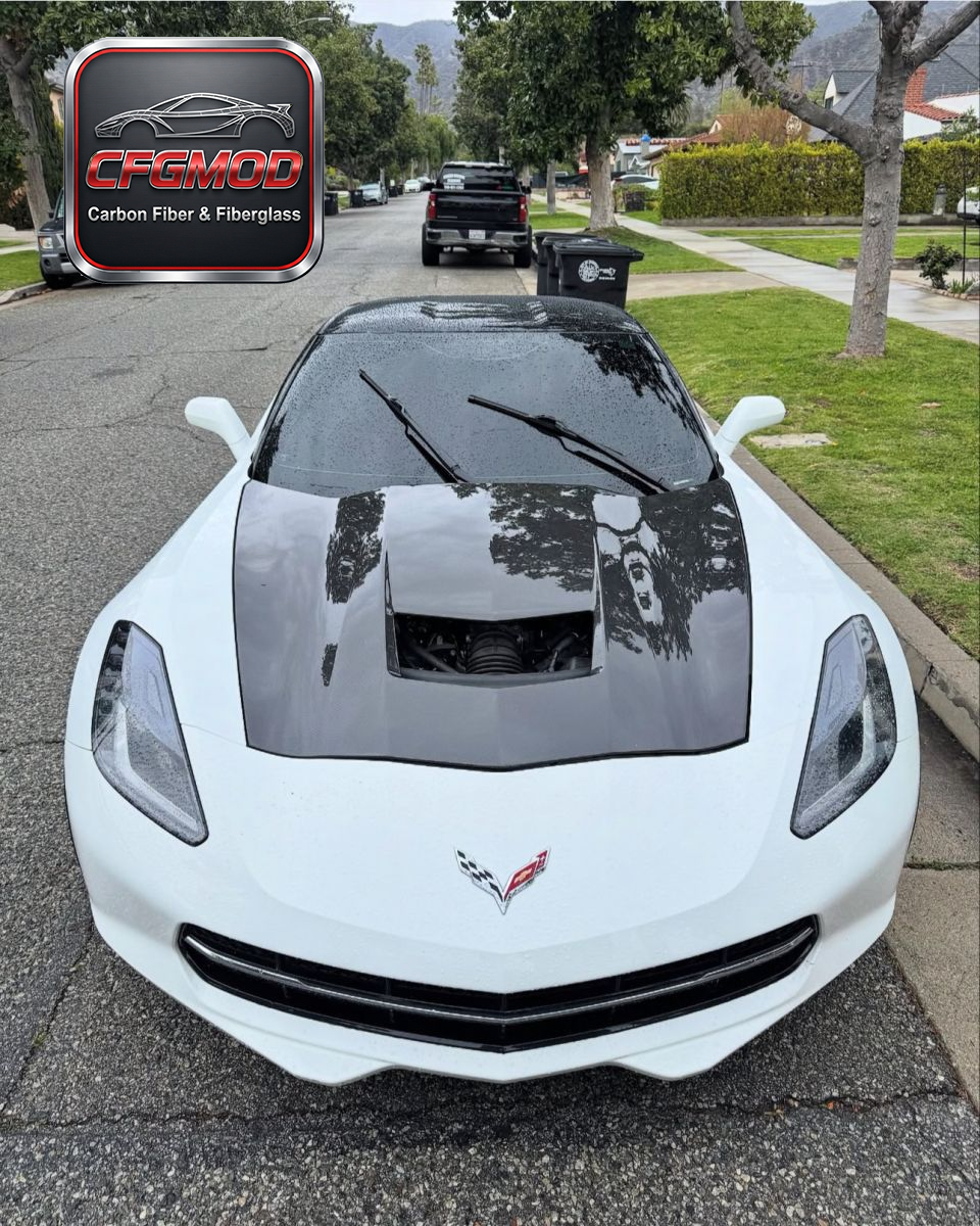 For Chevrolet Corvette C7 Z06 2014-2019 OEM Style Carbon Fiber Hood Bonnet Replacement — 4
