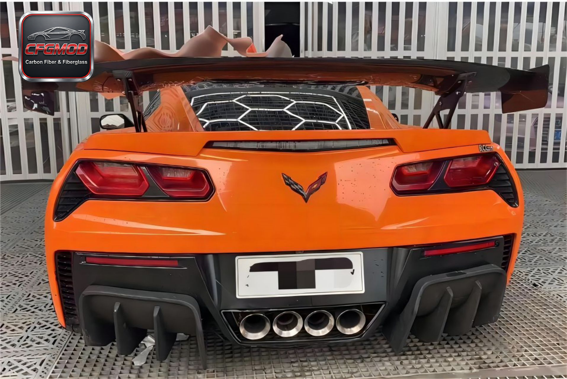 For Chevrolet Corvette C7 Z06 2014-2019 Carbon Fiber 2 Piece Rear Bumper Lip Rear Diffuser — 4