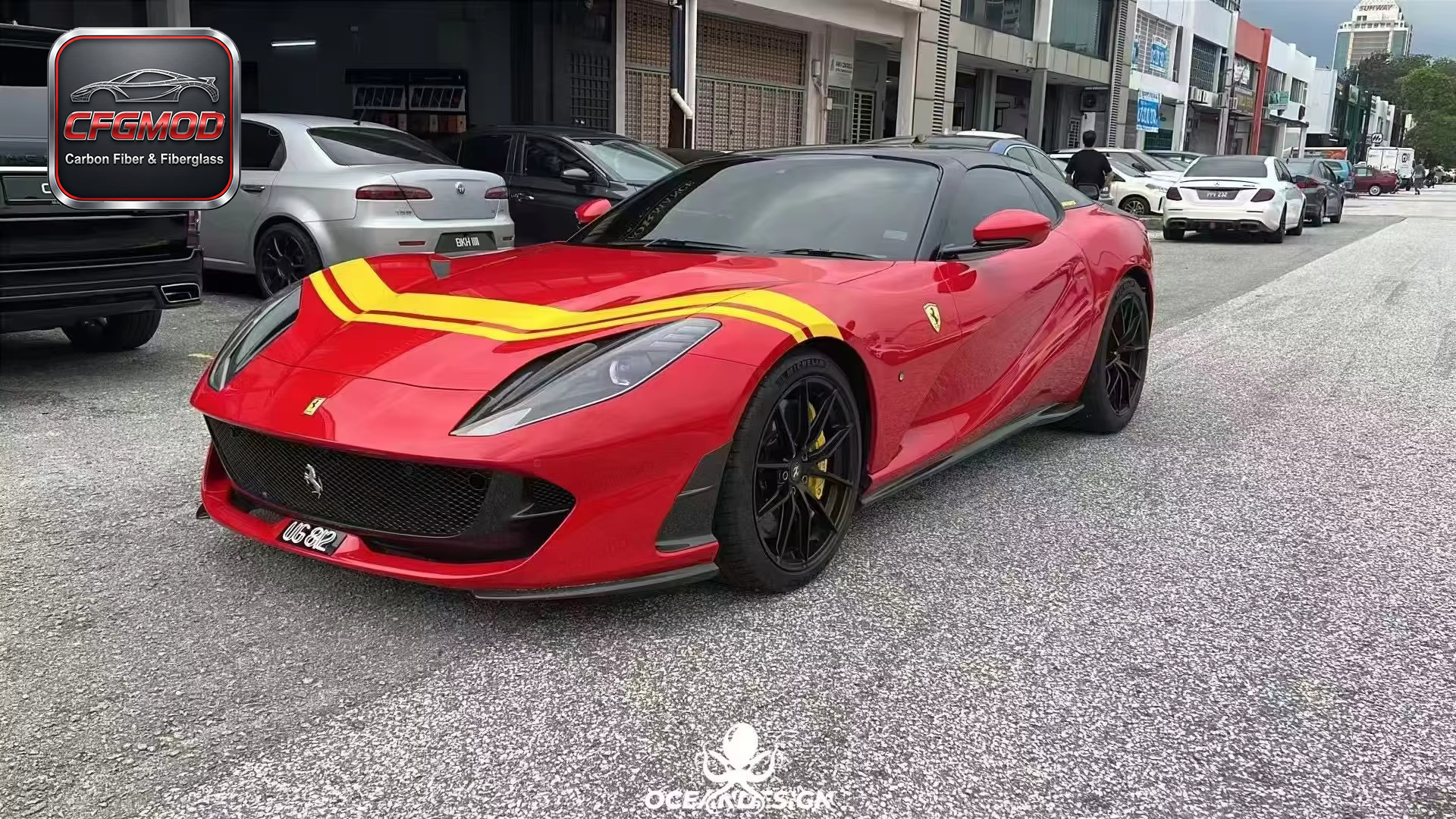 Carbon Fiber MSY Style Front Bumper Assembly with Resin Primer for Ferrari 812 2018+ — 2