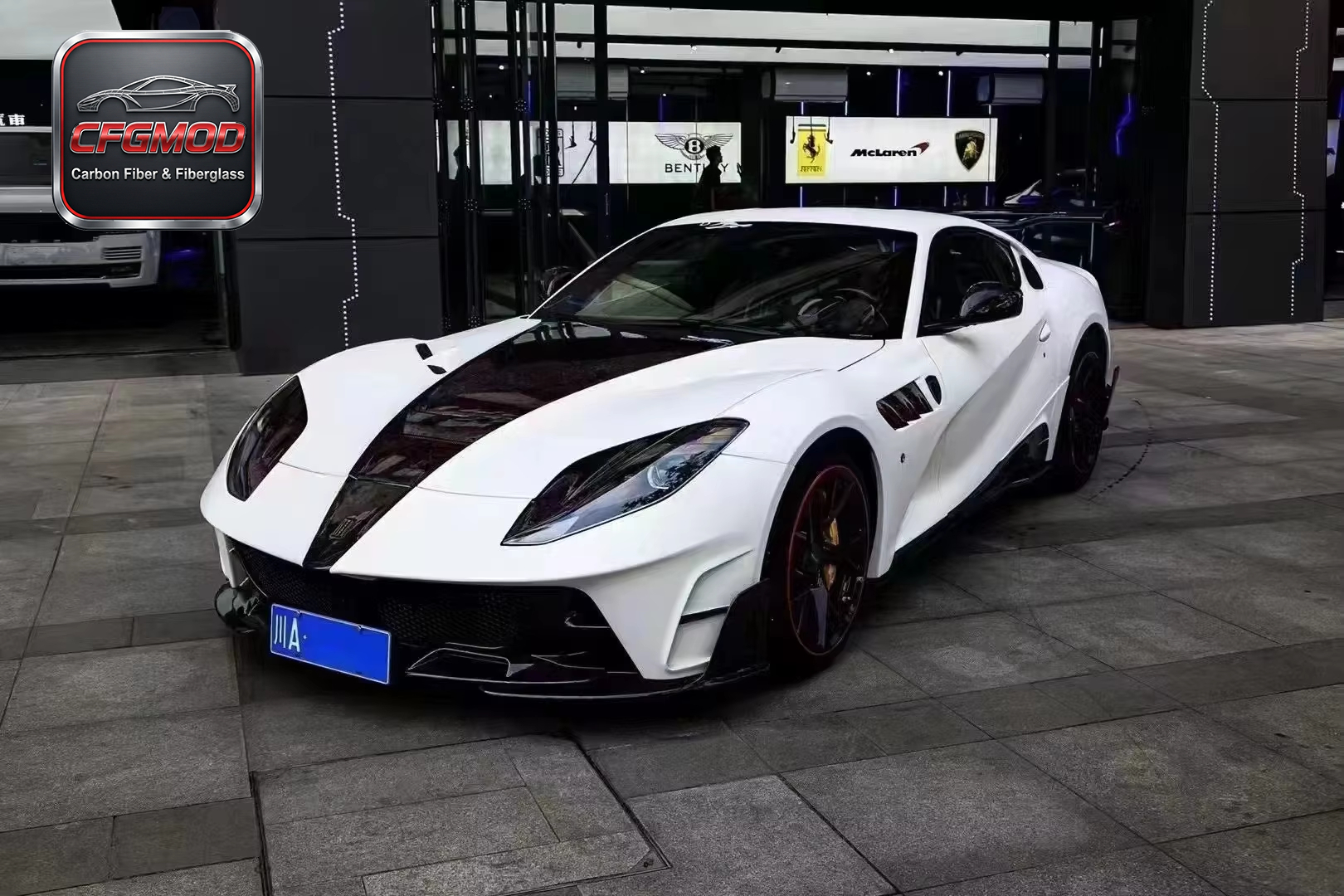 Carbon Fiber MSY Style Front Bumper Assembly with Resin Primer for Ferrari 812 2018+ — 3
