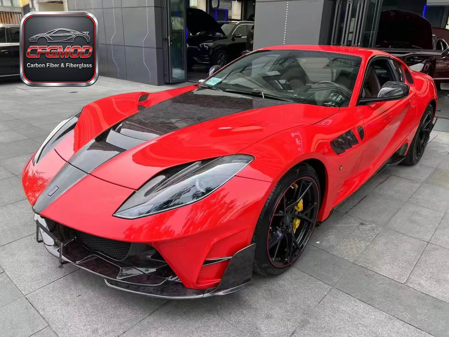 Carbon Fiber MSY Style Front Bumper Assembly with Resin Primer for Ferrari 812 2018+ — 6