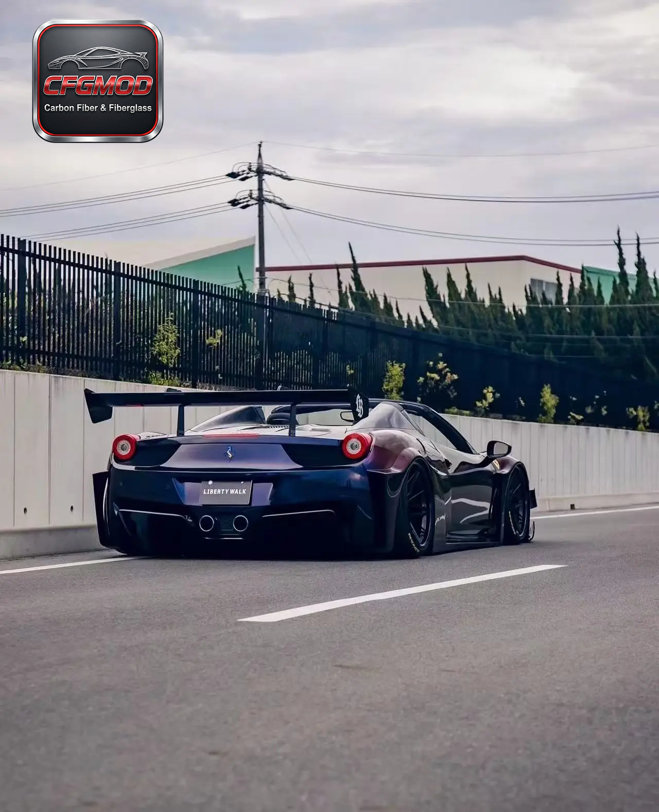 For Ferrari 458 LB Style Wide Body Kit Front Rear Bumper Side Skirts Hood Rear Wing Fender Flares — 2