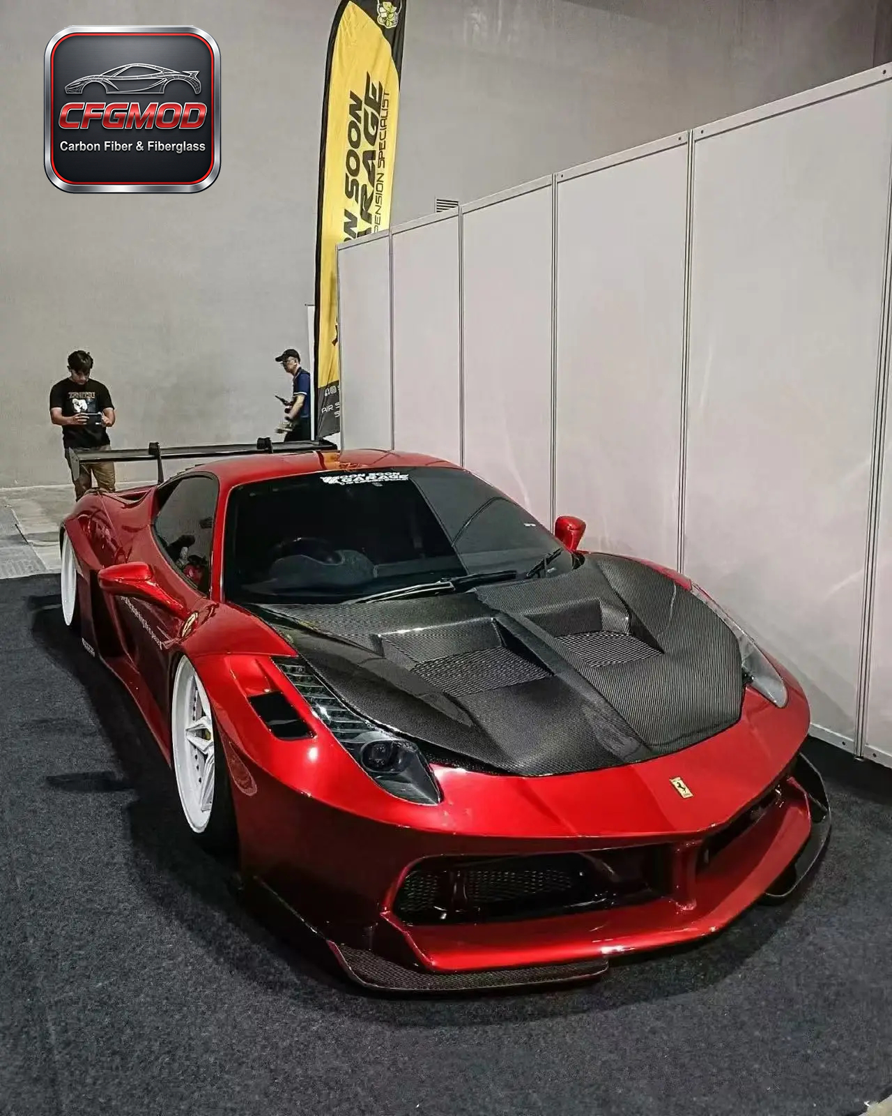 For Ferrari 458 LB Style Wide Body Kit Front Rear Bumper Side Skirts Hood Rear Wing Fender Flares — 4