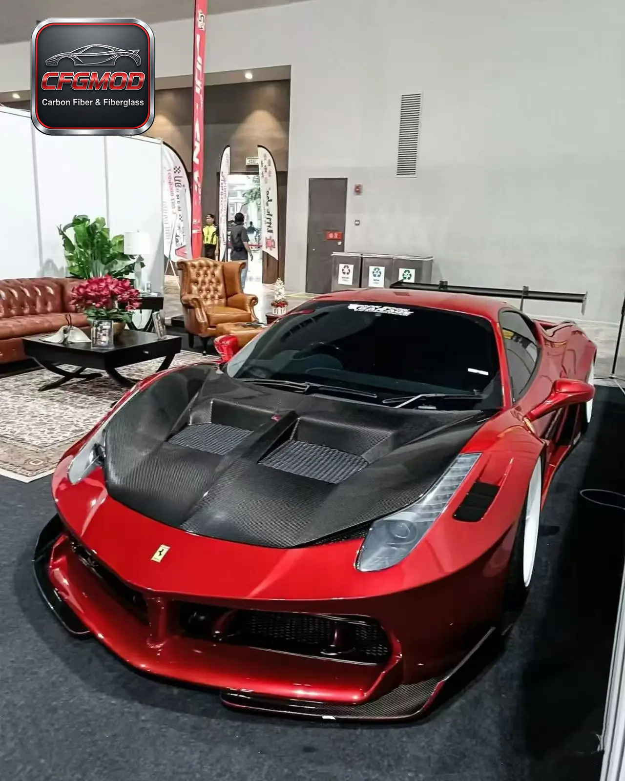 For Ferrari 458 LB Style Wide Body Kit Front Rear Bumper Side Skirts Hood Rear Wing Fender Flares — 5