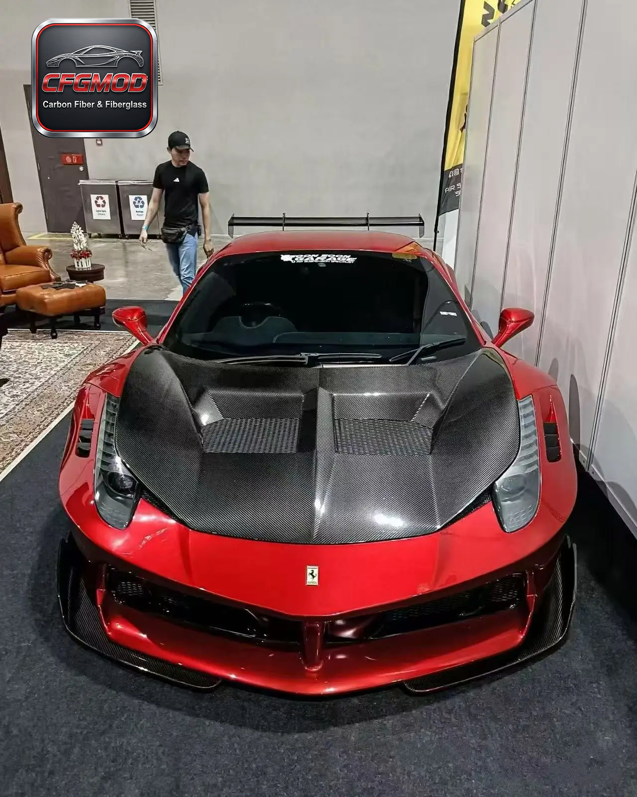 For Ferrari 458 LB Style Wide Body Kit Front Rear Bumper Side Skirts Hood Rear Wing Fender Flares — 6