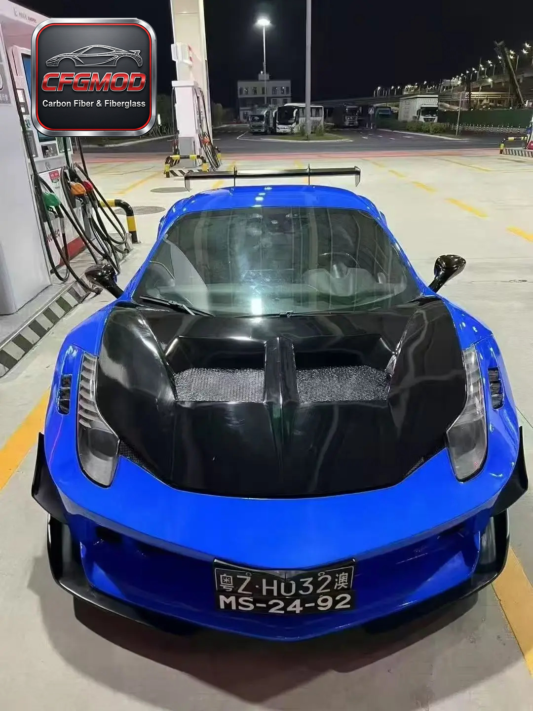 For Ferrari 458 LB Style Wide Body Kit Front Rear Bumper Side Skirts Hood Rear Wing Fender Flares — 8