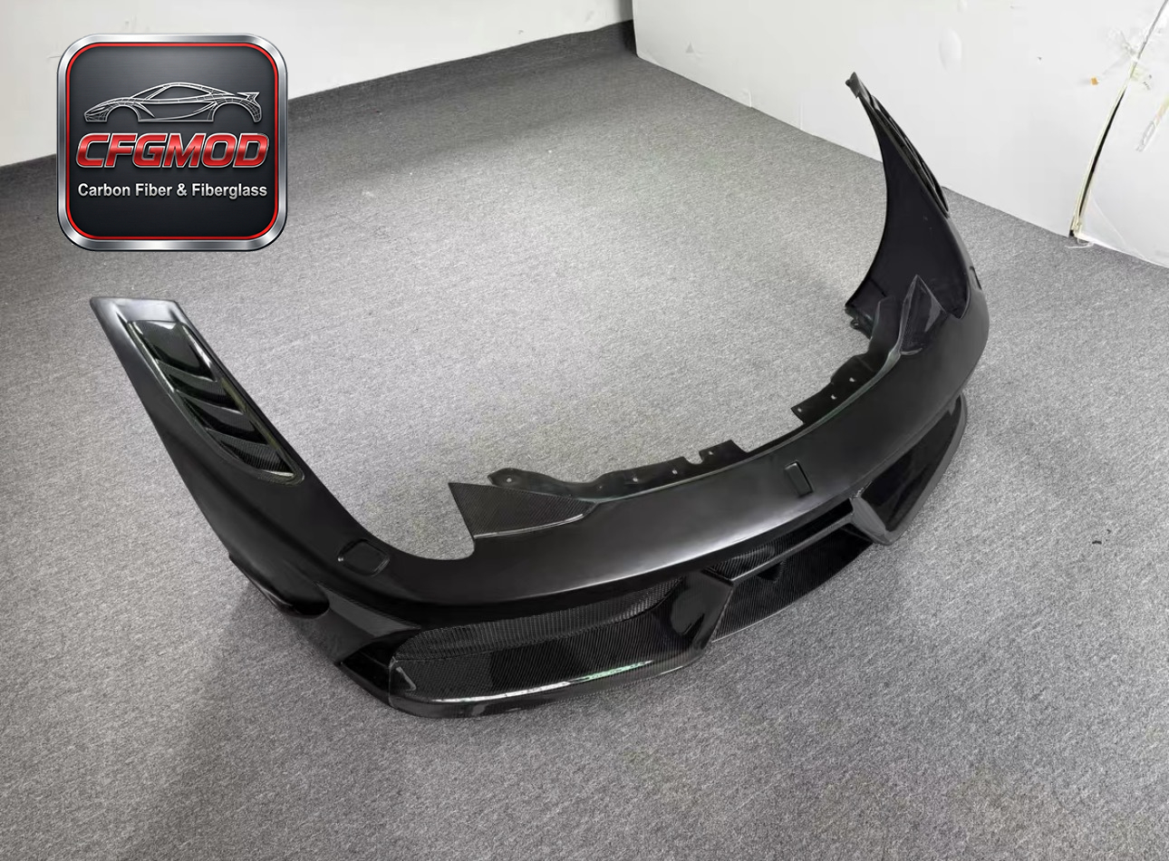 For Ferrari 458 SP Style Carbon Fiber FRP Primer Half Carbon Front Bumper Replacement — 2