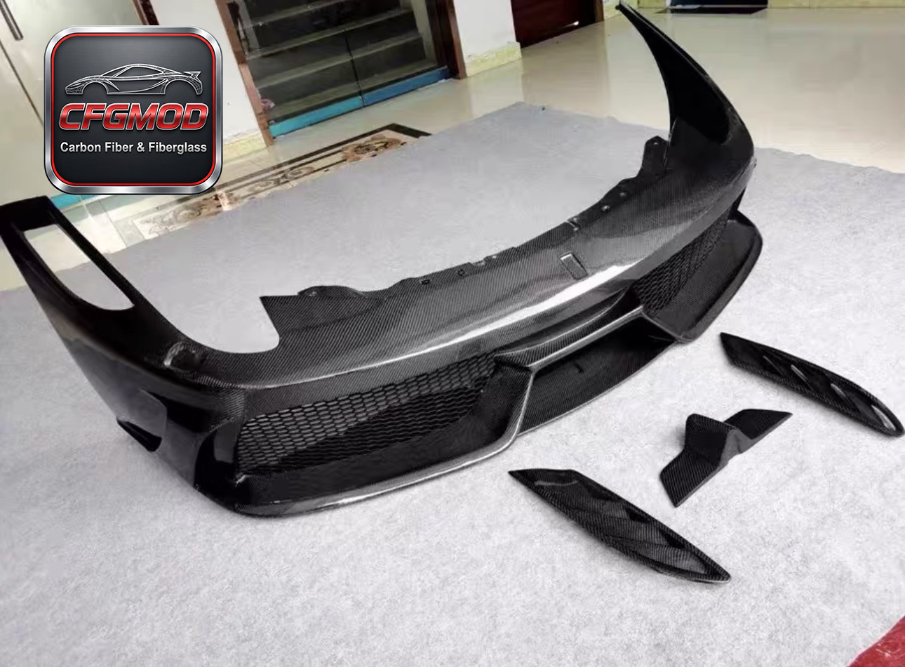 For Ferrari 458 SP Style Carbon Fiber FRP Primer Half Carbon Front Bumper Replacement — 6
