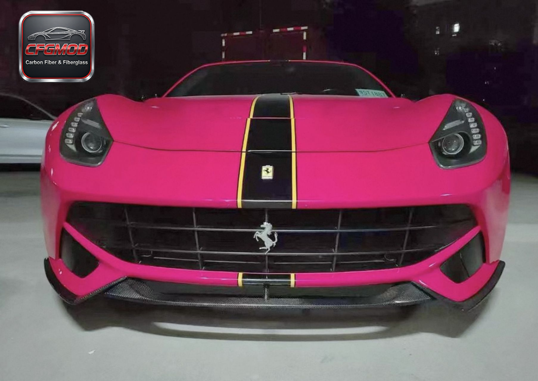 For Ferrari F12 Berlinetta 2012-2017 Carbon Fiber 3 Piece Front Lip Splitter Front Bumper Spoiler — 3