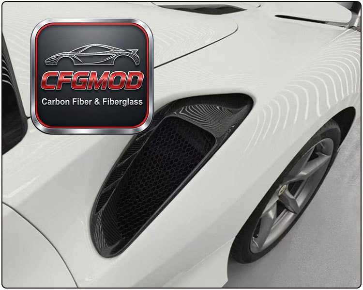 For Ferrari 488 Carbon Fiber Rear Side Air Intake Vents Side Air Vent Trim Panels — 4