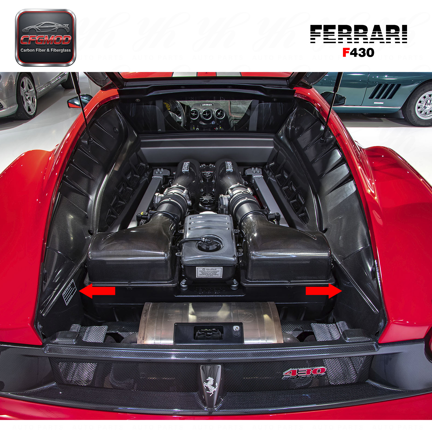 For 2004-2009 F430 Style Engine Compartment Plate Assemblies 2pcs — 4