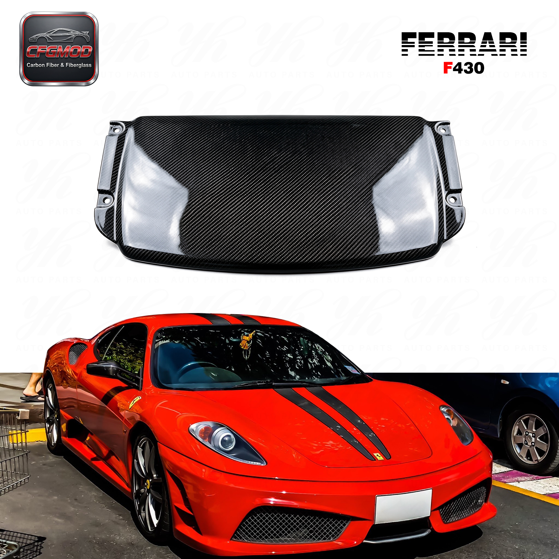 For Carbon Fiber F430 Scuderia Style Front Bumper Center 1PCS CF — 1