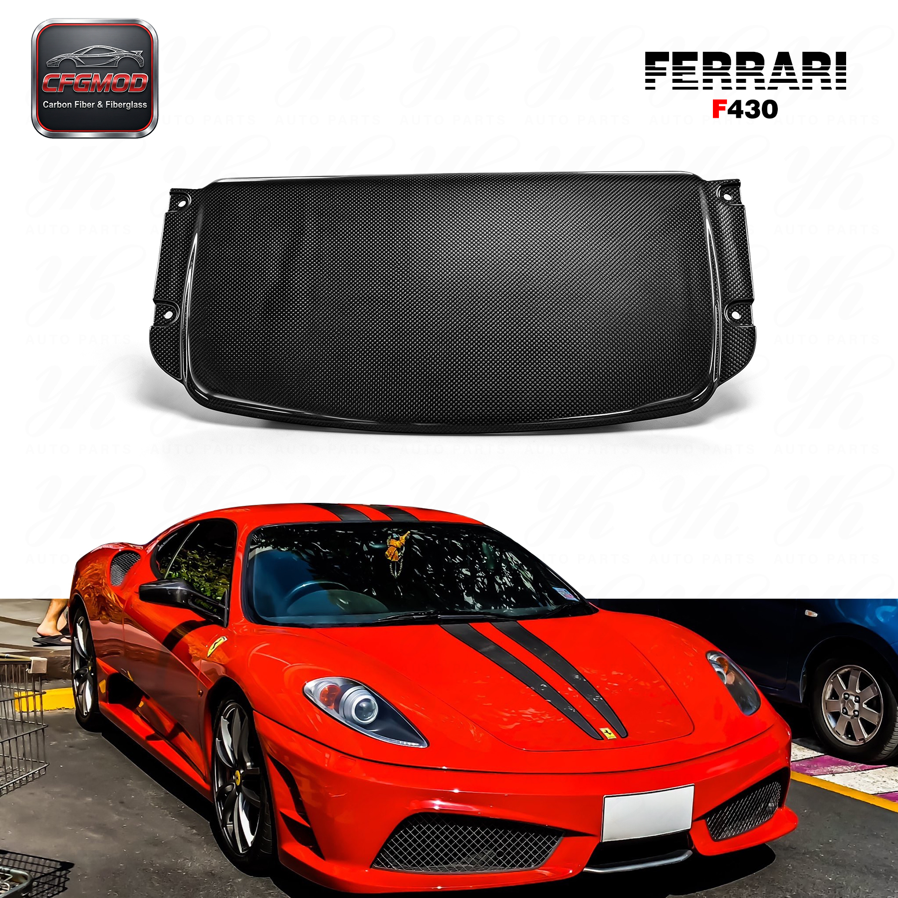 For Carbon Fiber F430 Scuderia Style Front Bumper Center 1PCS CF — 2