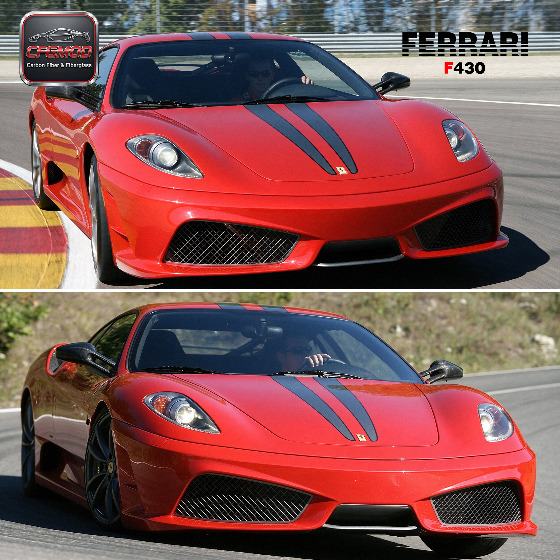 For Carbon Fiber F430 Scuderia Style Front Bumper Center 1PCS CF — 5