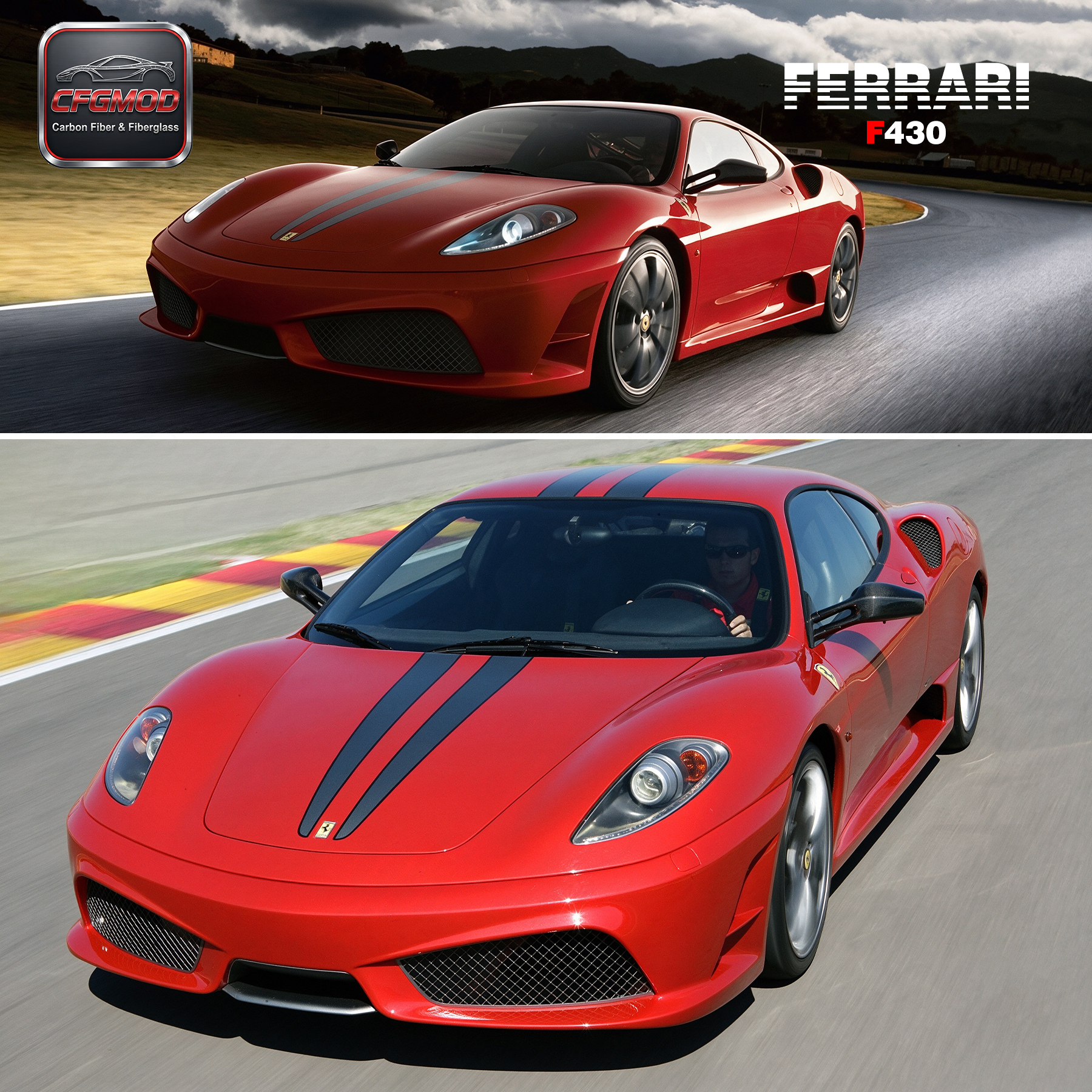 For Carbon Fiber F430 Scuderia Style Front Bumper Center 1PCS CF — 6