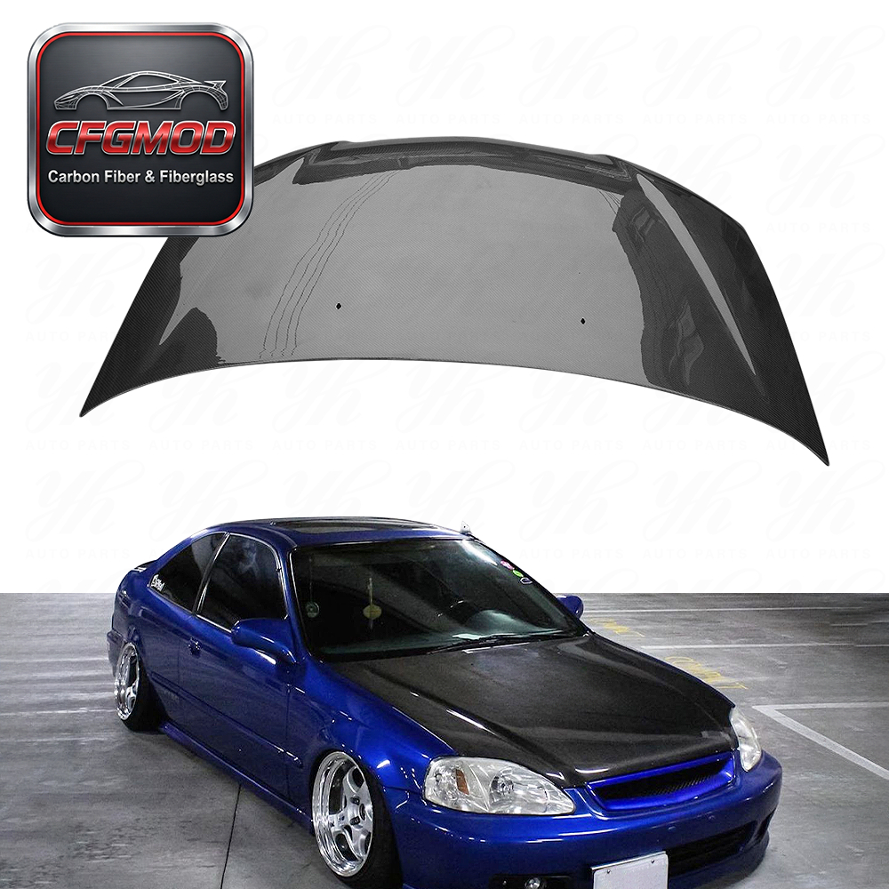 2002-2006 Integra DC5 RSX OEM Carbon Fiber Black Hood Bonnet New High Glossy Finish 3K Twill Weave for Retrofit/Upgrade — 4