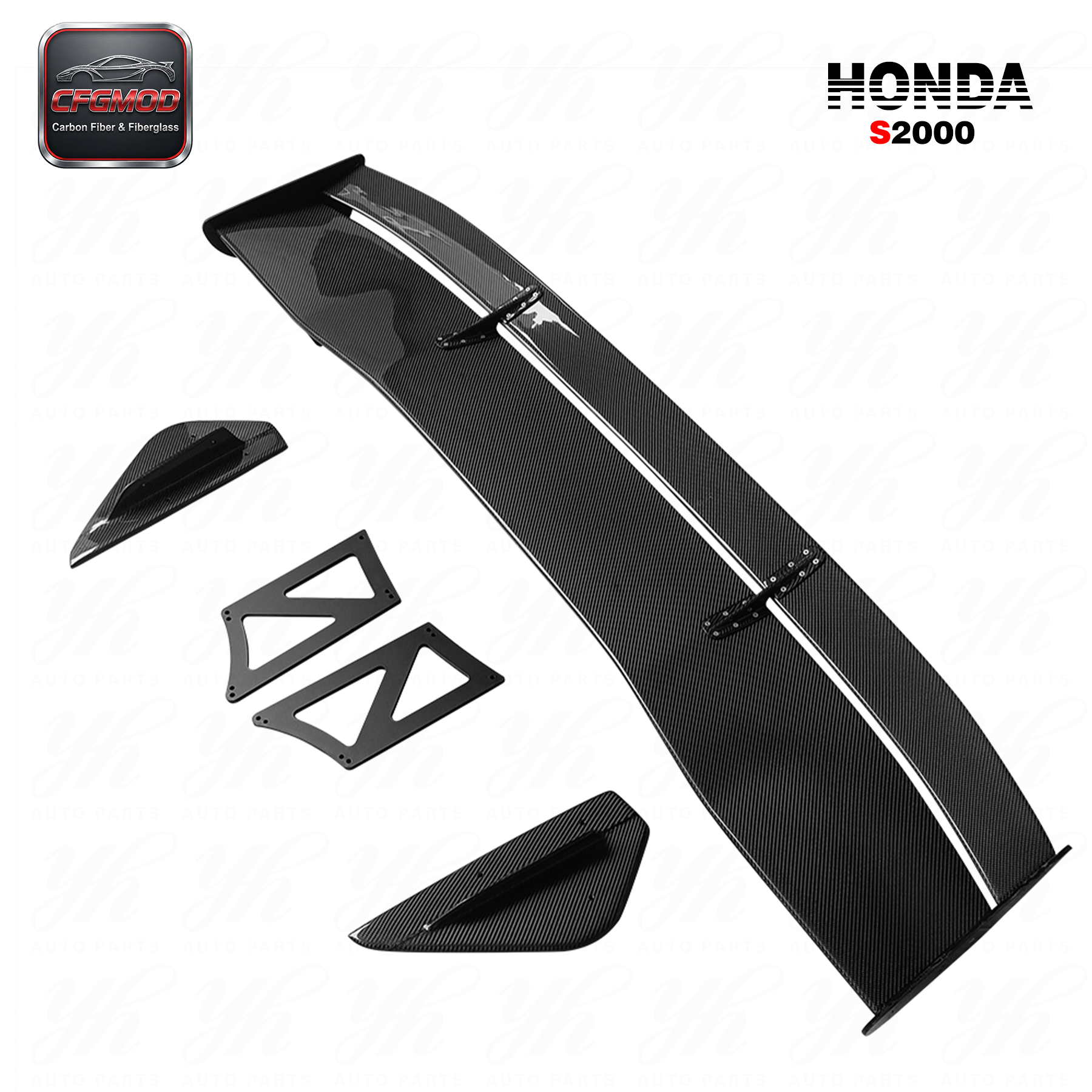 For 2000-2008 S2000 AP1 AP2 VTX Type 5 Style Carbon Fiber 1600mm Single Deck High Gloss Rear Spoiler GT Wing — 1