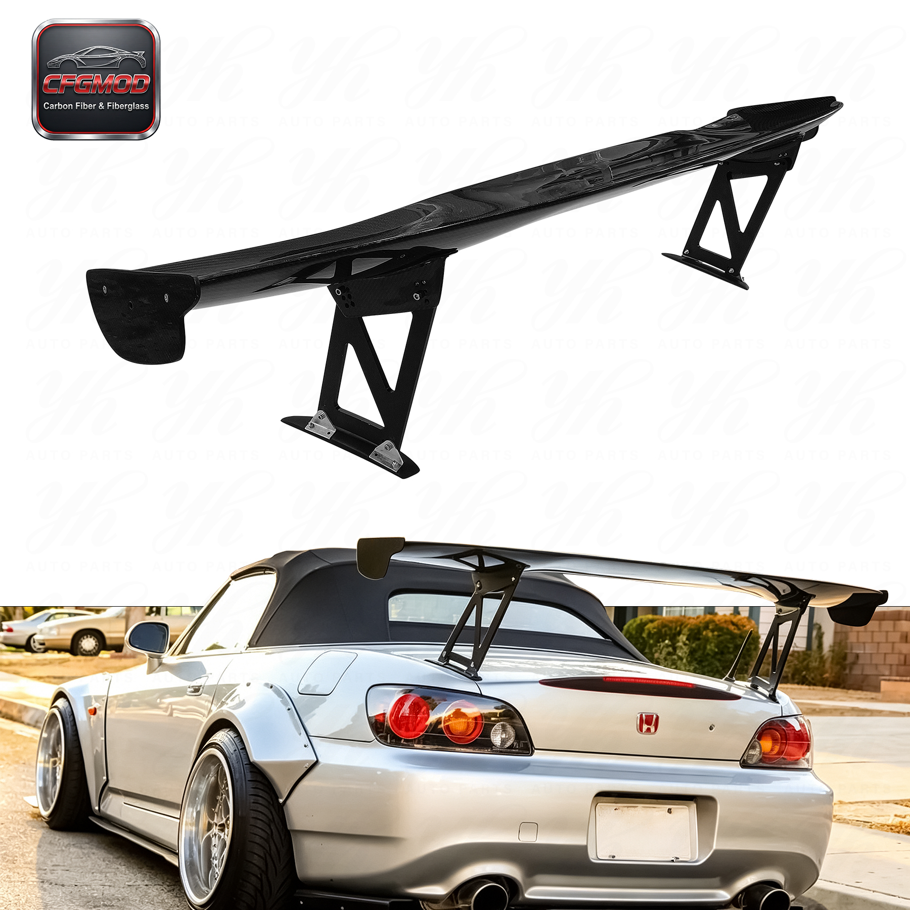 Carbon Fiber 1600mm S2000(160cm) GT Rear Spoiler Single Deck 3k Twill Weave — 4