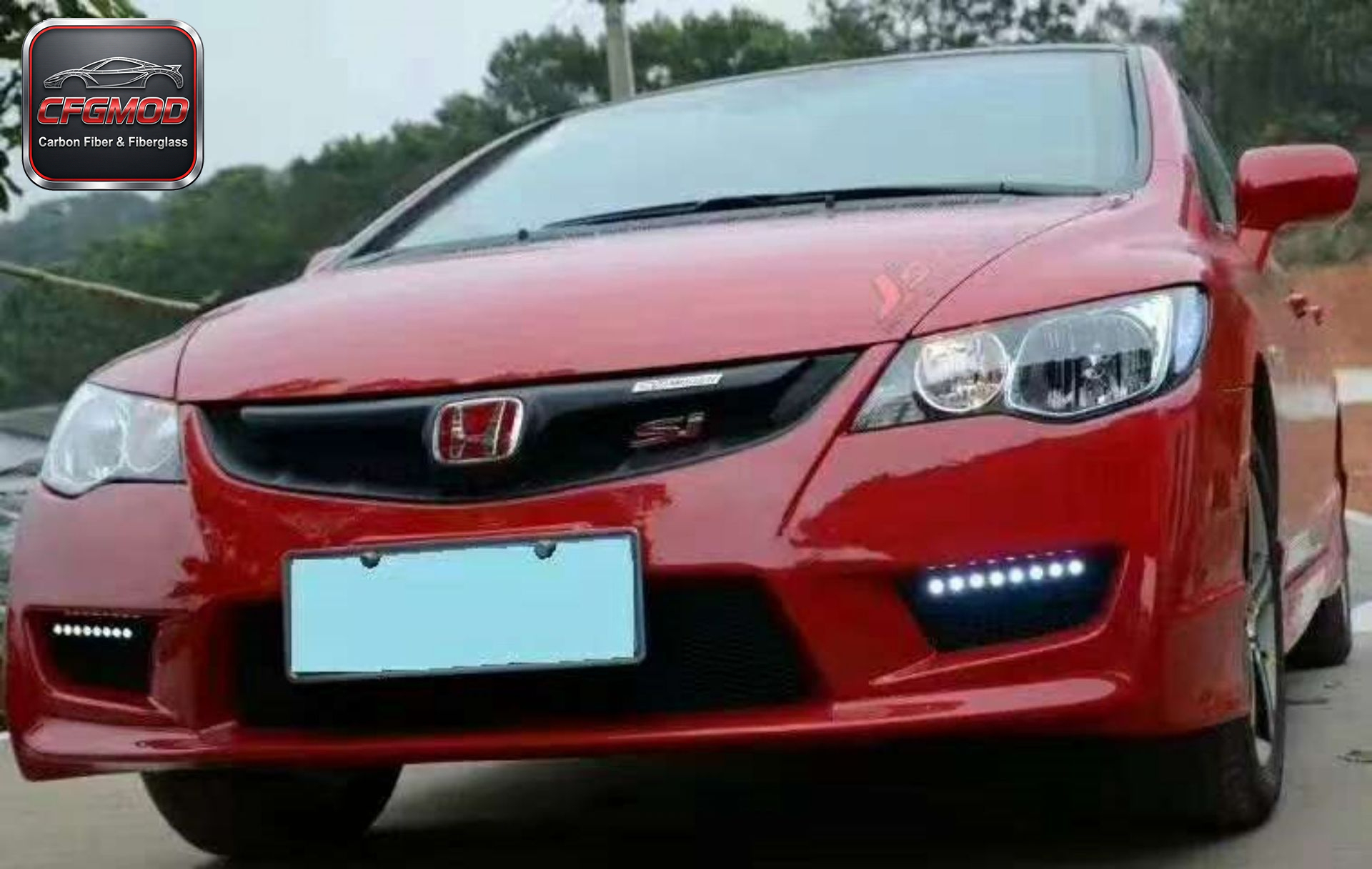 EVS Style Carbon Fiber Front Bumper Canards for Honda Civic FL5 Self-Adhesive Front Winglets Splitter Fins Tuning Parts — 3