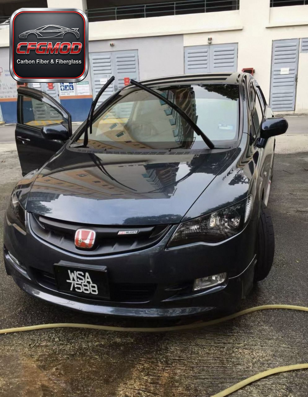 EVS Style Carbon Fiber Front Bumper Canards for Honda Civic FL5 Self-Adhesive Front Winglets Splitter Fins Tuning Parts — 4