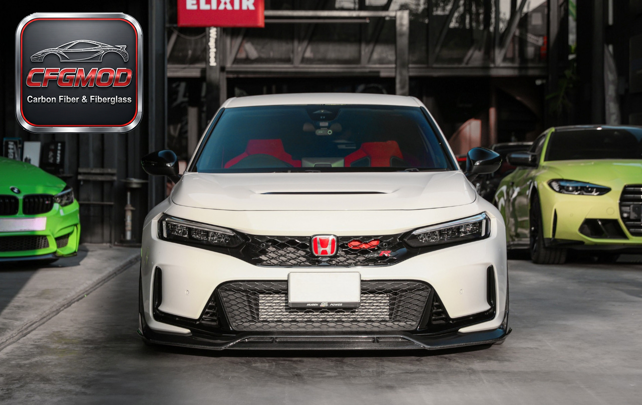 AD Style Carbon Fiber Front Lip for Honda Civic FL5 Type R Front Bumper Splitter Spoiler Tuning Parts — 7