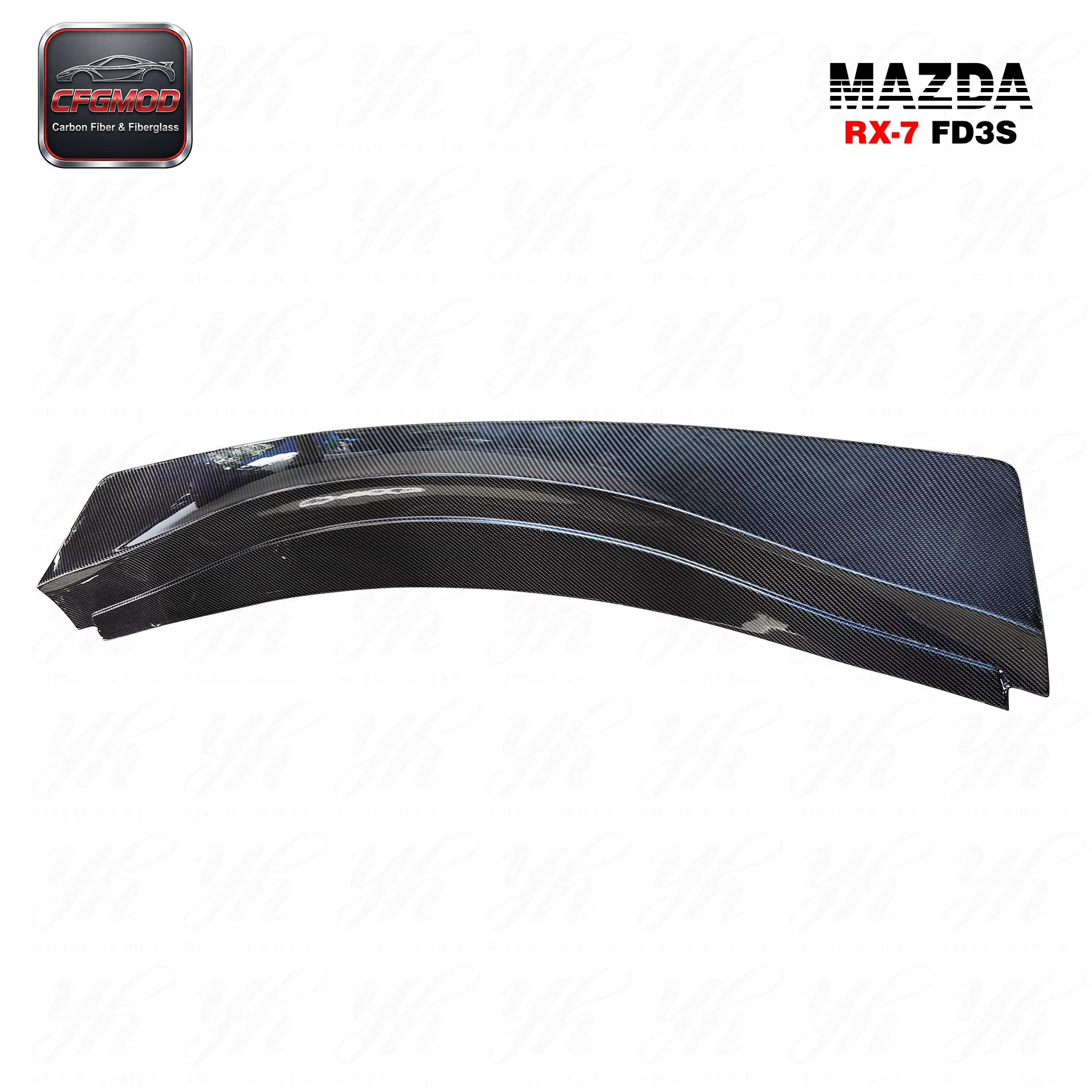 RB Style Carbon Fiber Rear Spoiler for RX7 FD3S Positioned on Rear Bumper — 3