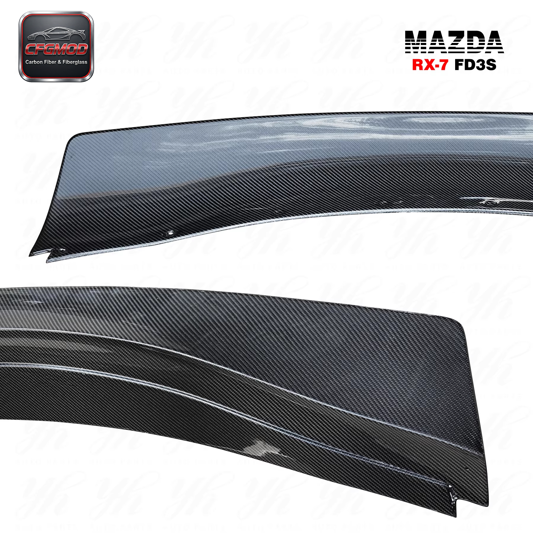 RB Style Carbon Fiber Rear Spoiler for RX7 FD3S Positioned on Rear Bumper — 4