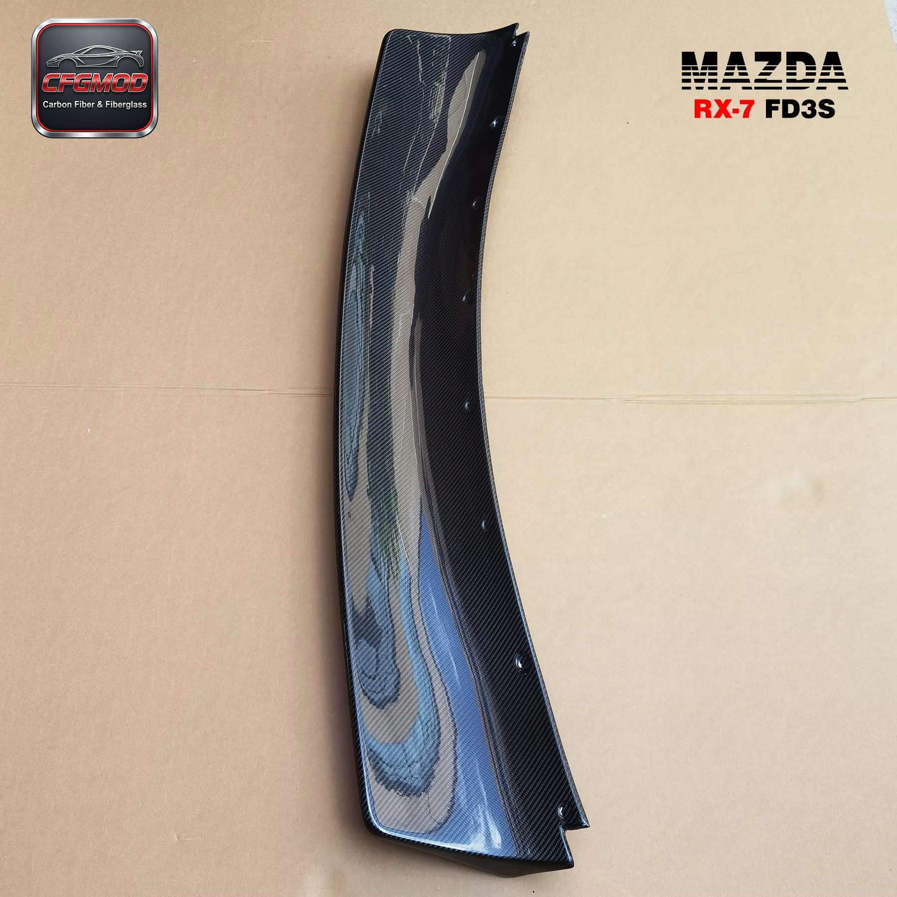 RB Style Carbon Fiber Rear Spoiler for RX7 FD3S Positioned on Rear Bumper — 8