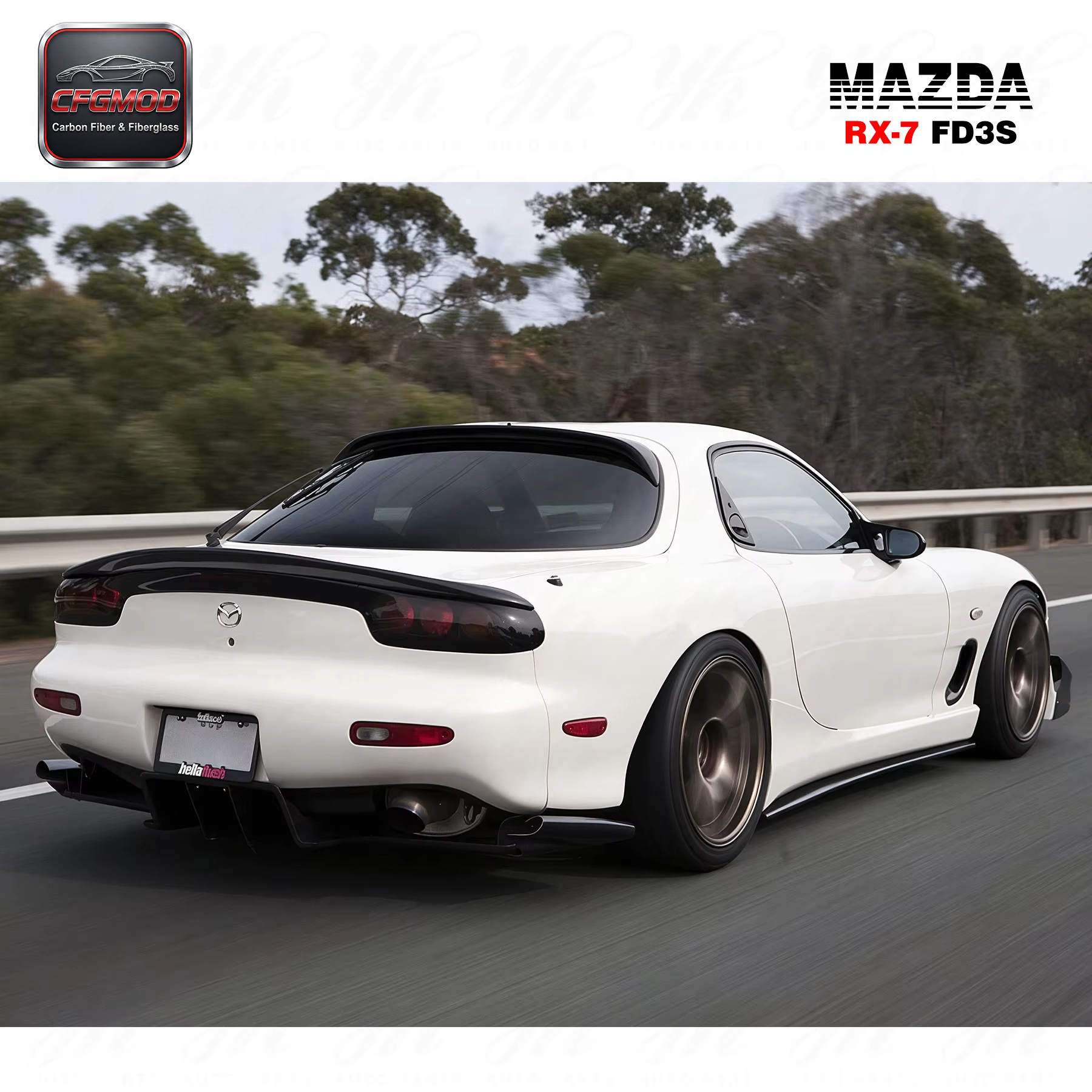 Carbon Fiber CFFor 1992-1997 RX7 FD3S RE-GT Style Rear Diffuser with Middle Blade Fin 7pcs — 4