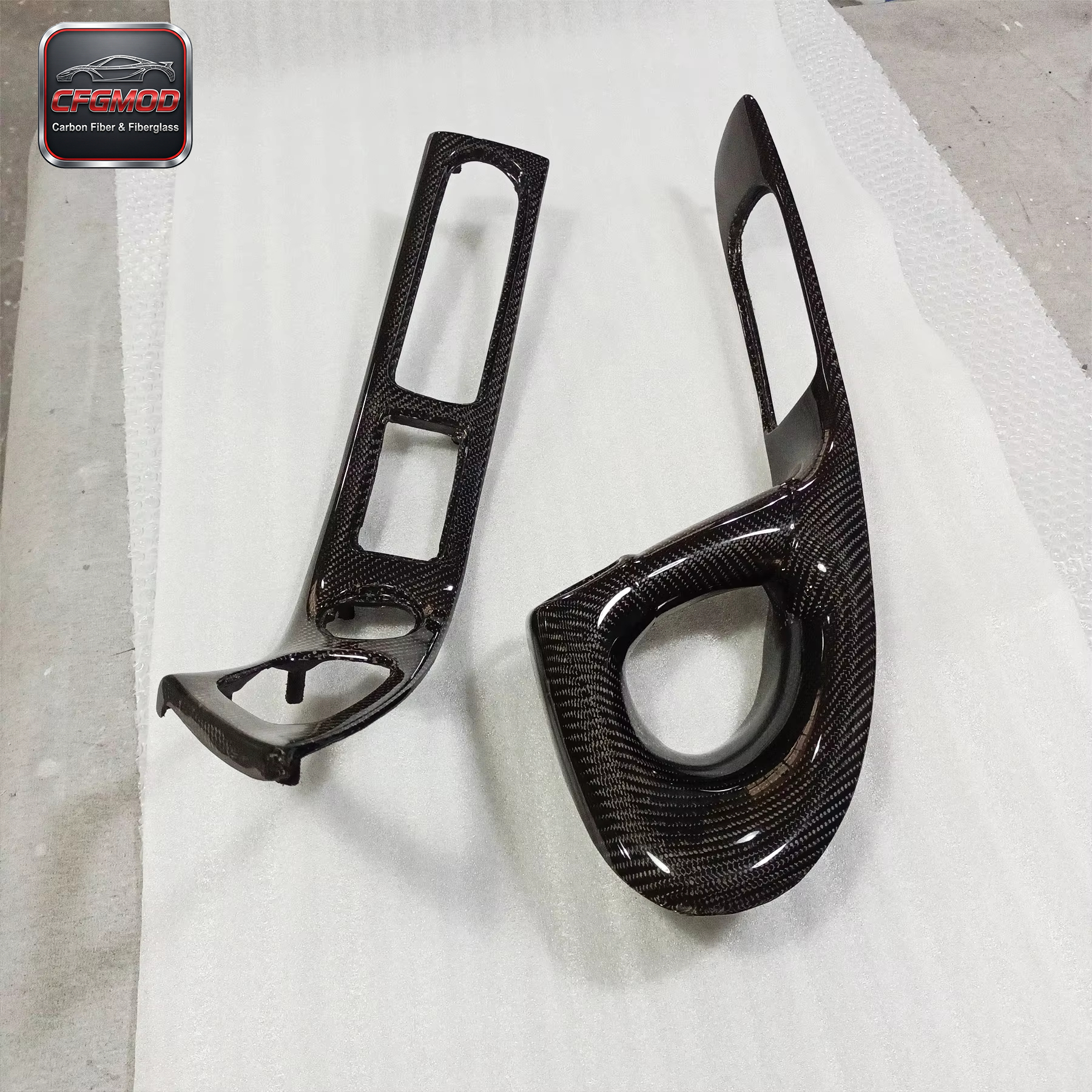 2000-2002 RX7 FD3S RHD Inner Door Handle Replacement Interior Kits Left and Right Sides Carbon Fiber Black Polished — 6