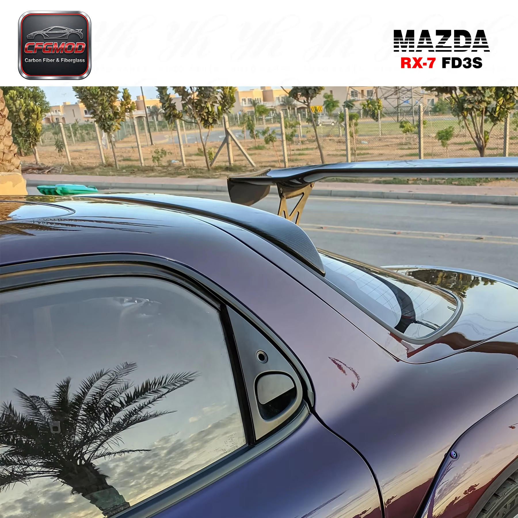For 1992-1997 RX7 FD3S Origin Lab Style Roof Spoiler Carbon Fiber — 6
