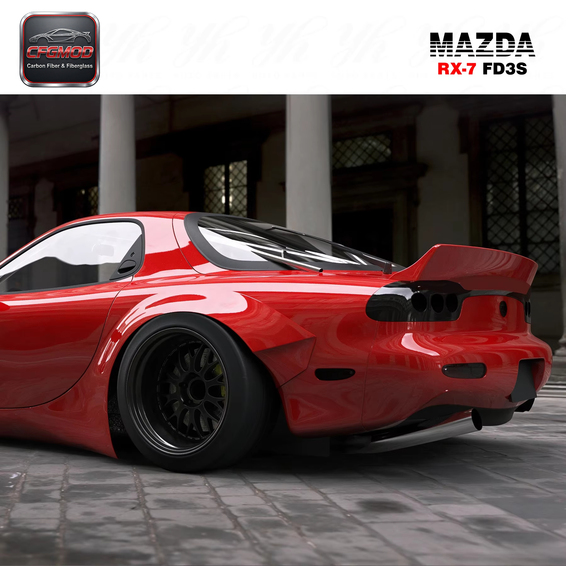 For 1992-1997 RX7 FD3S Rocket Bunny V2 Rear Trunk Spoiler Wing — 6