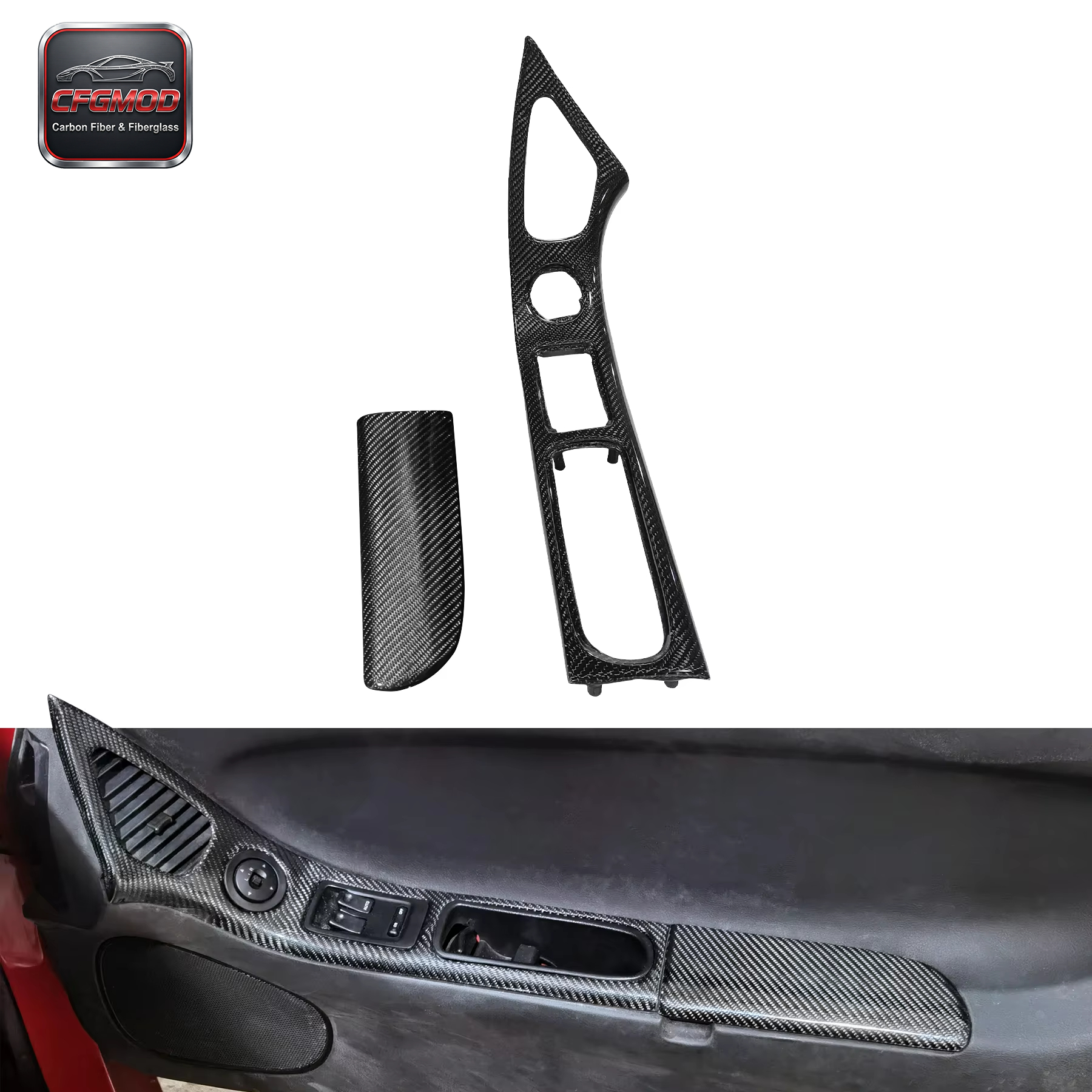 2000-2002 RX7 FD3S RHD Inner Door Handle Replacement Interior Kits Left and Right Sides Carbon Fiber Black Polished — 5