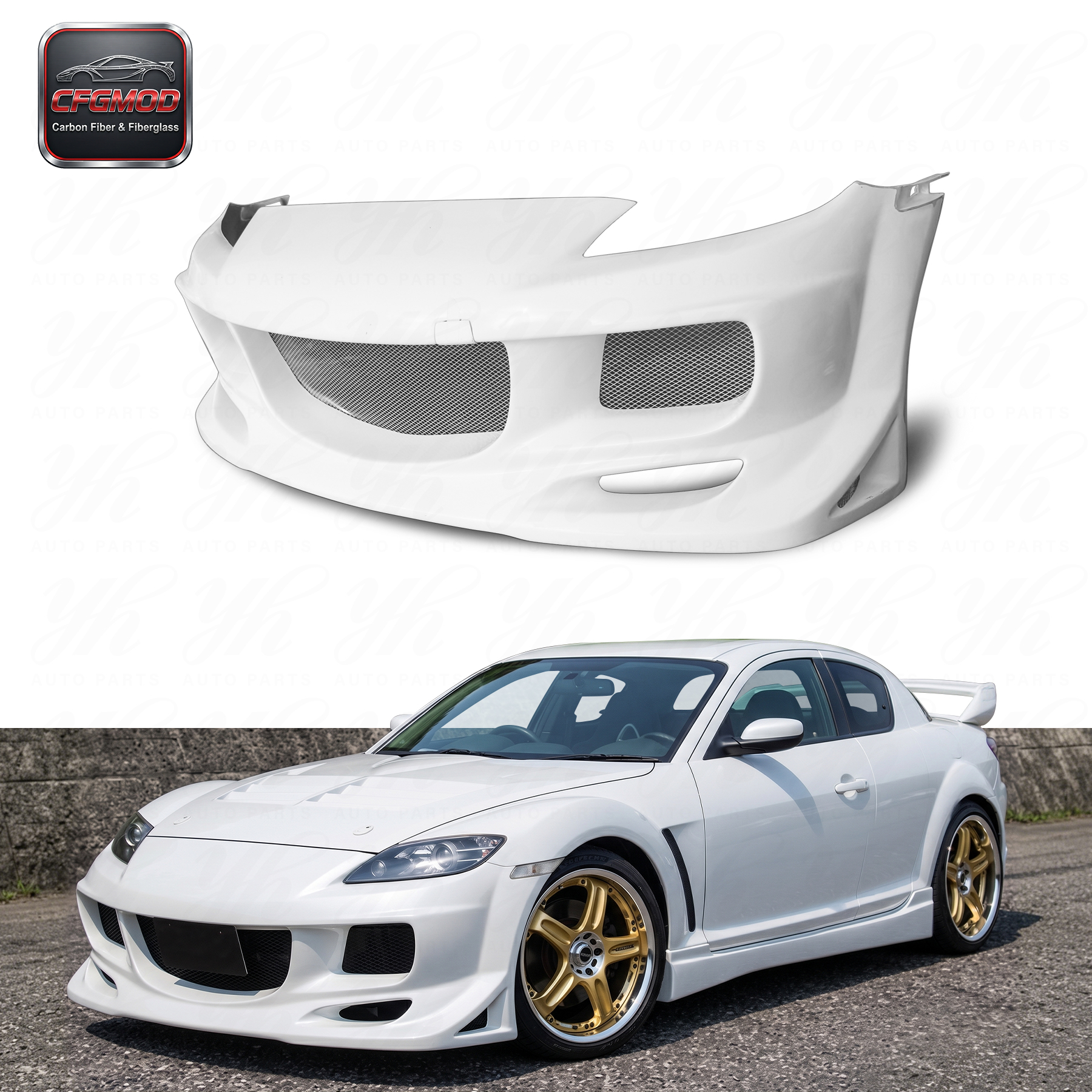 High-Quality Brand-new Benuine Fiberglass Front Bumper, Modified Auto Parts Compatible with RX-8 RX8 — 3