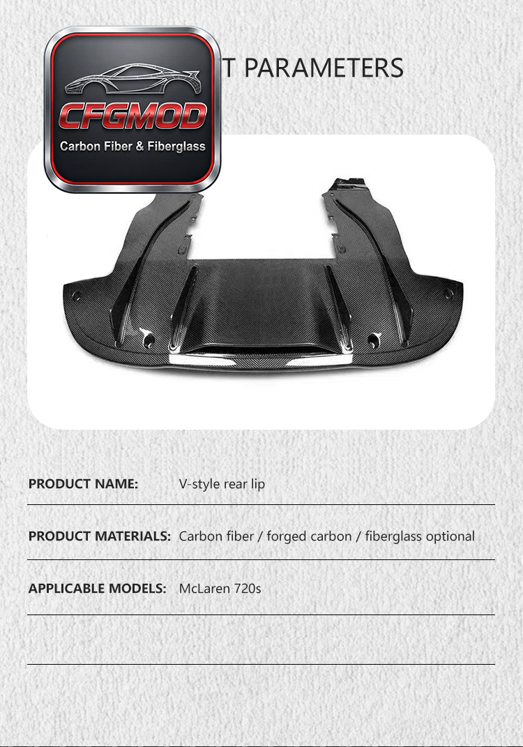 For McLaren 720S V Style Carbon Fiber Rear Lip Rear Bumper Diffuser — 1