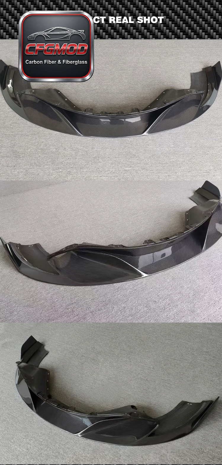 For McLaren 720S RY Style Carbon Fiber Front Lip Front Bumper Splitter — 2