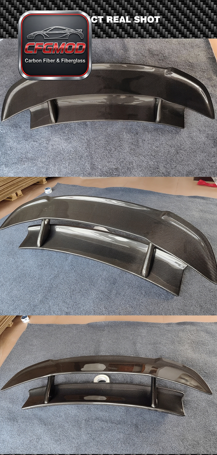 For McLaren 650S DMC Style Carbon Fiber Double Layer Rear Wing Spoiler — 2