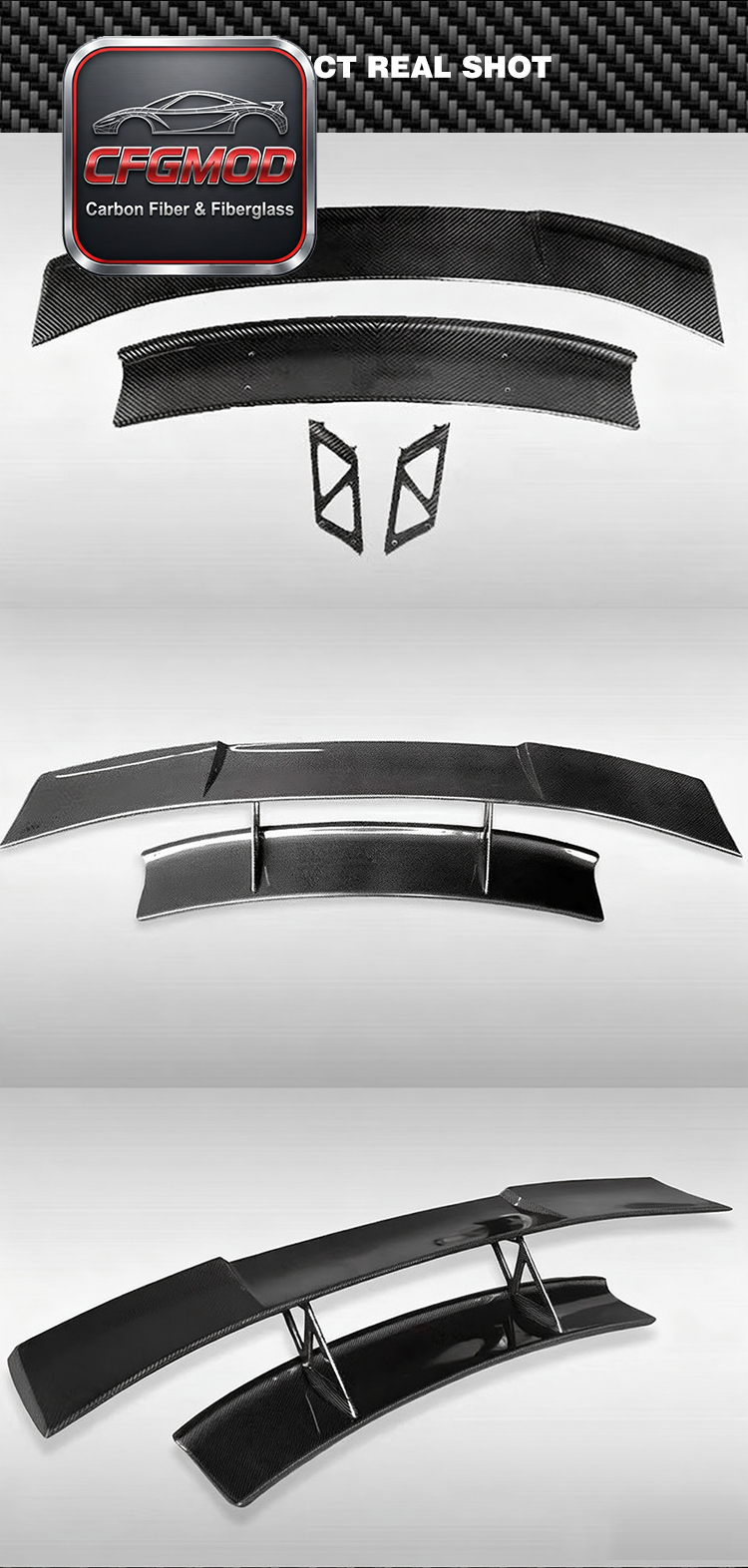 For McLaren 650S BKSS Style Carbon Fiber Double Layer GT Rear Wing Spoiler — 2