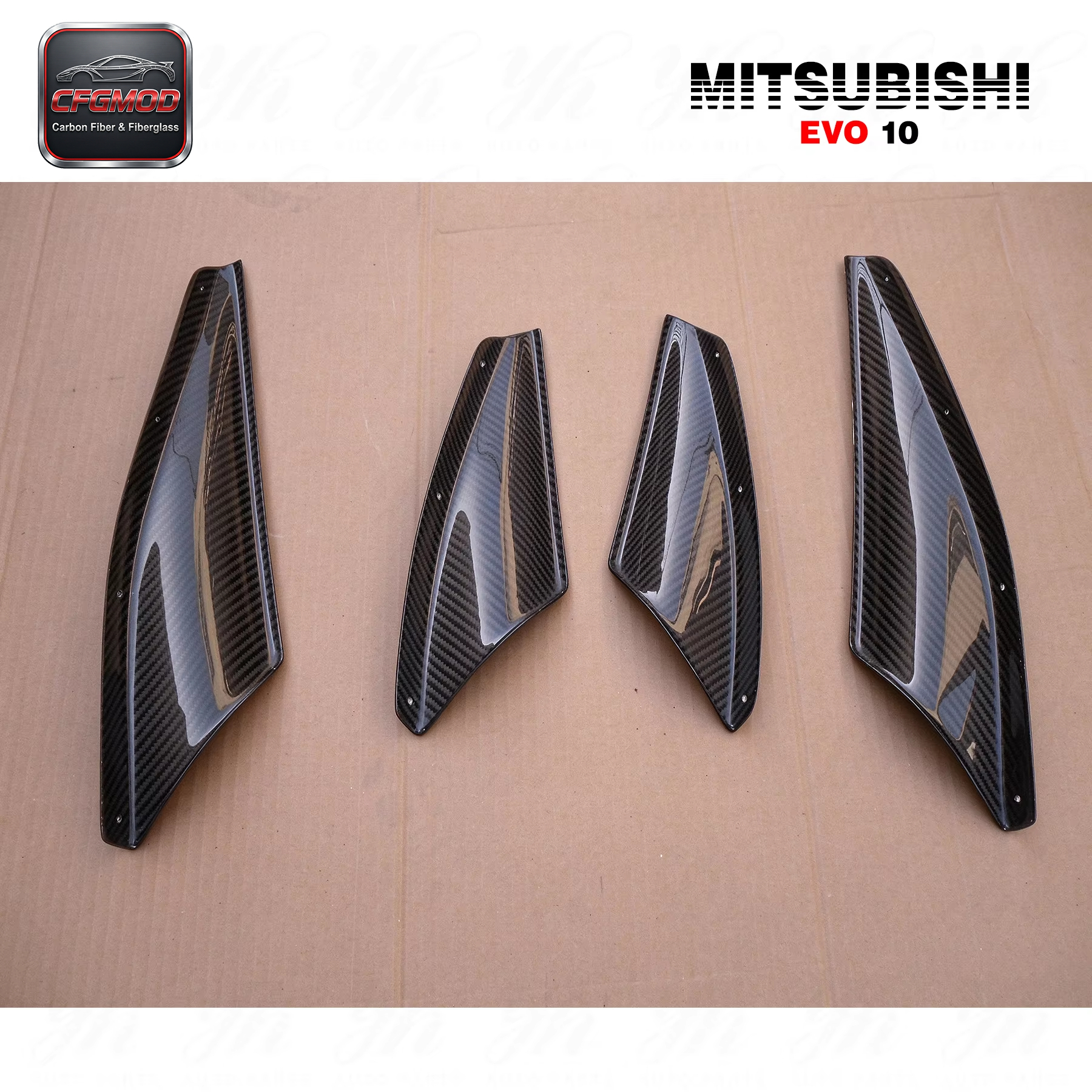 For Evo 10 Carbon Fiber Bumper Canard Carbon — 7