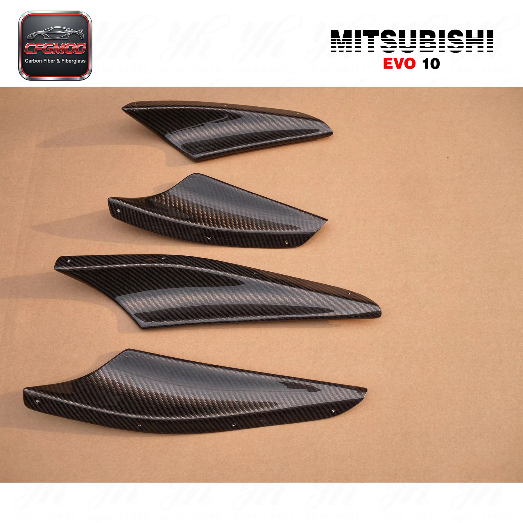 For Evo 10 Carbon Fiber Bumper Canard Carbon — 8