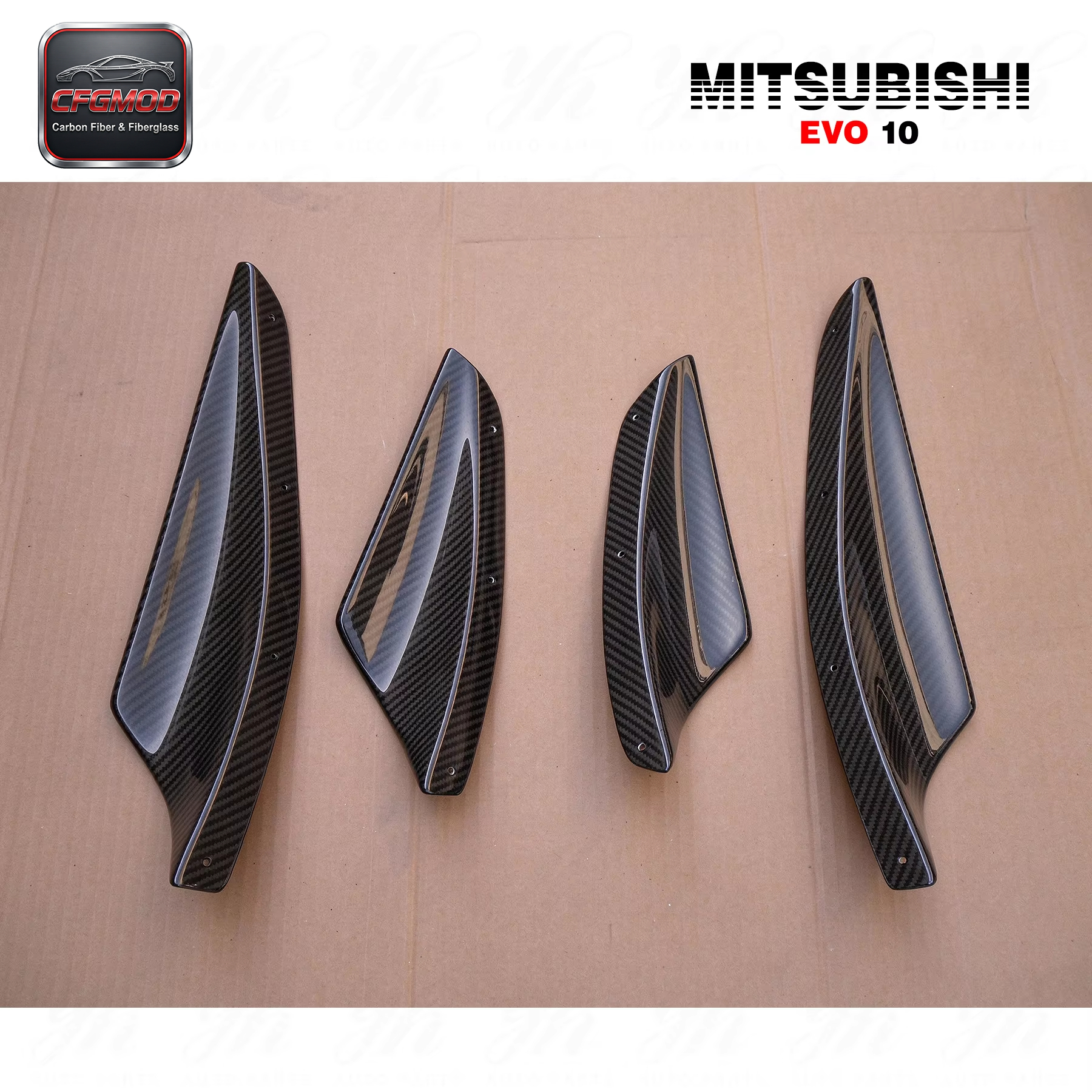 For Evo 10 Carbon Fiber Bumper Canard Carbon — 9