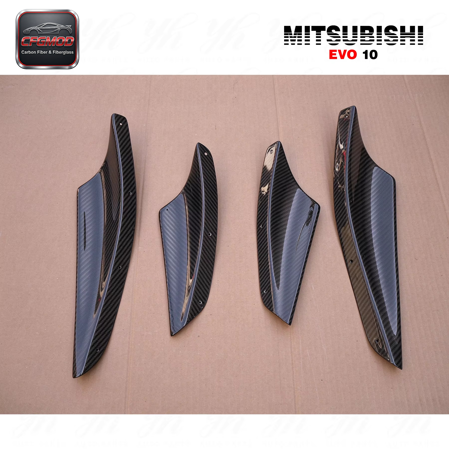 For Evo 10 Carbon Fiber Bumper Canard Carbon — 10