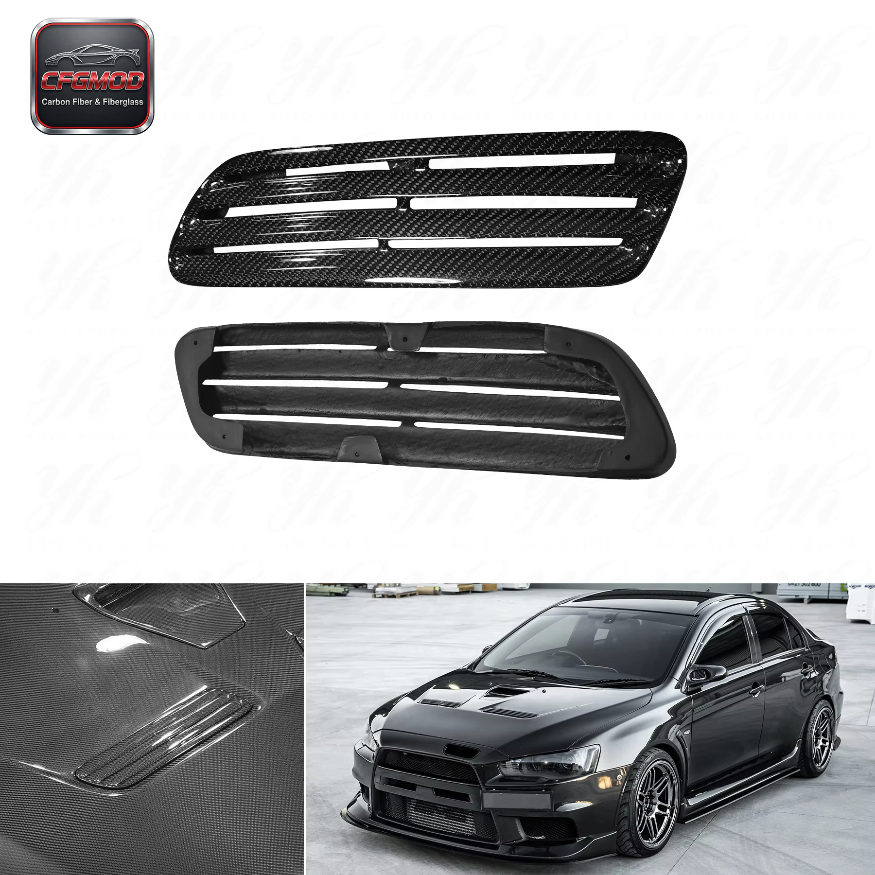 FOR Lancer Evolution EVO 10 OEM Style Carbon Fiber Hood Vents CF — 1